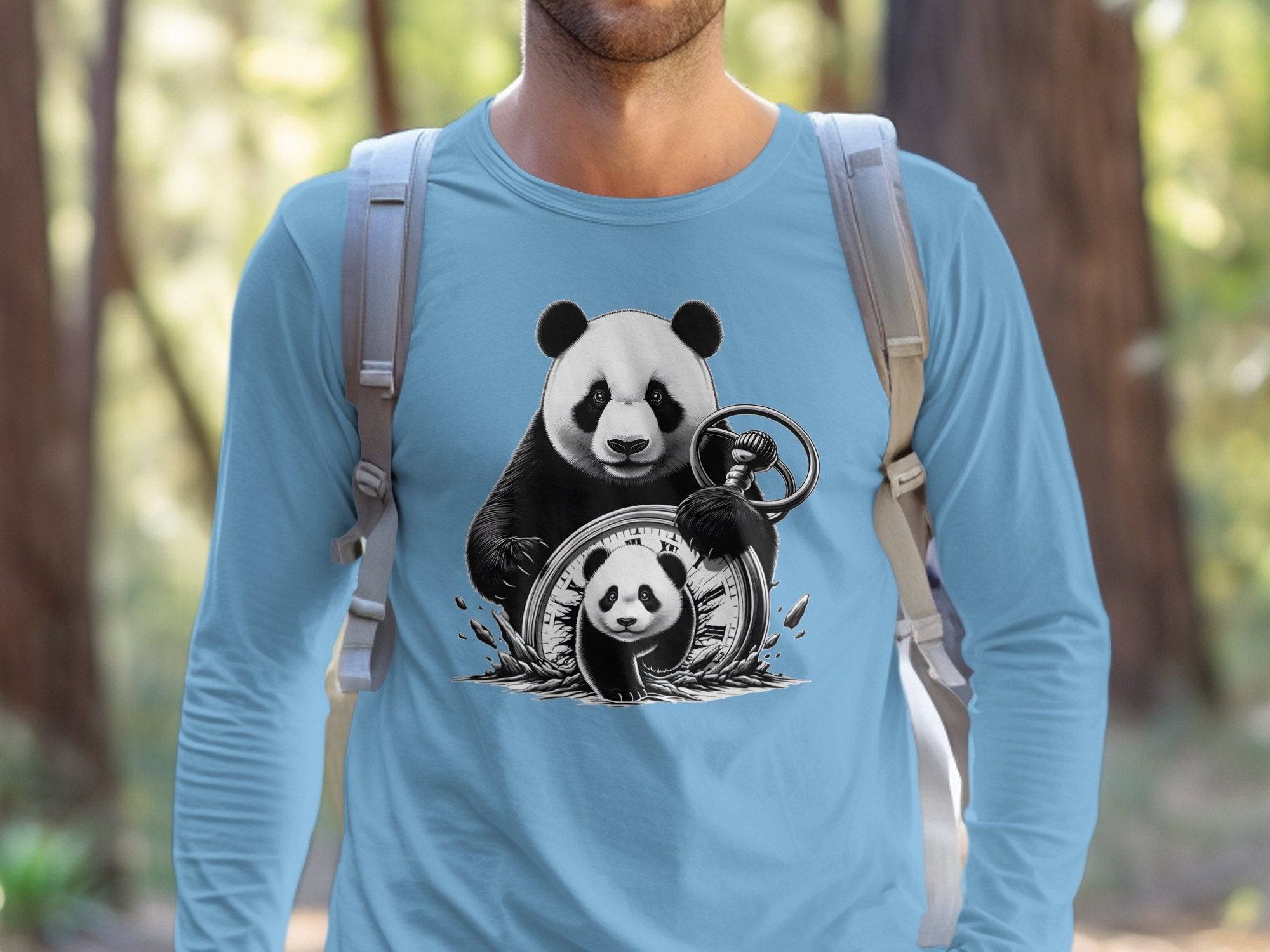 Panda - Coloured Gildan Long Sleeve Realistic Animal Talisman Unisex Cute Tee Graphic Design