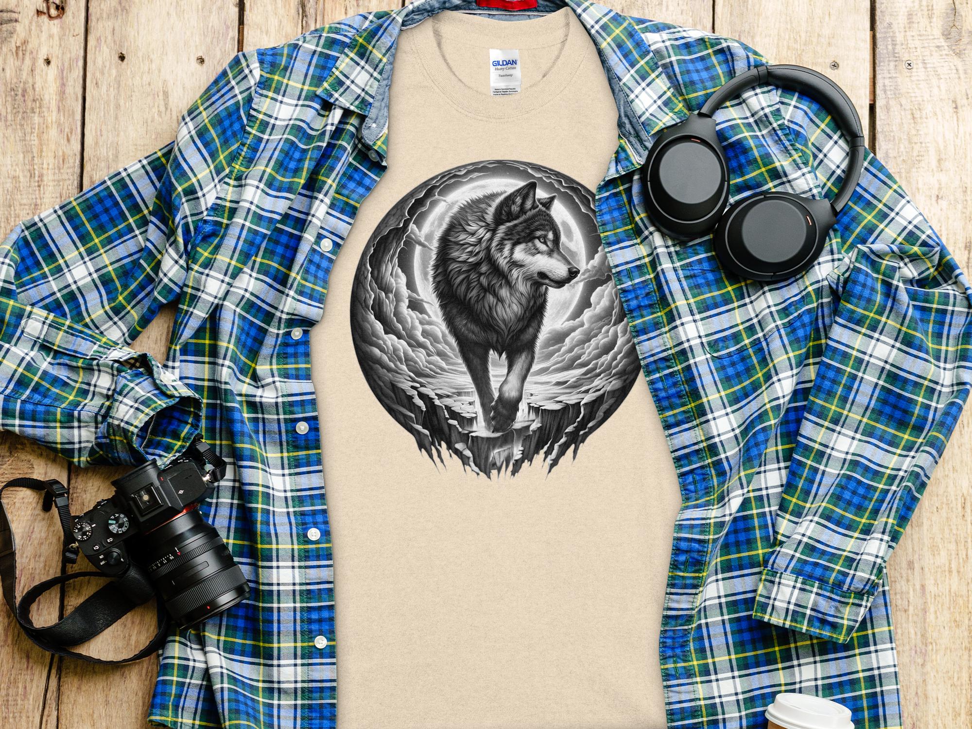 Moon Wolf - Coloured Gildan T-Shirt Realistic Animal Talisman Unisex Mythology Tee Graphic Design