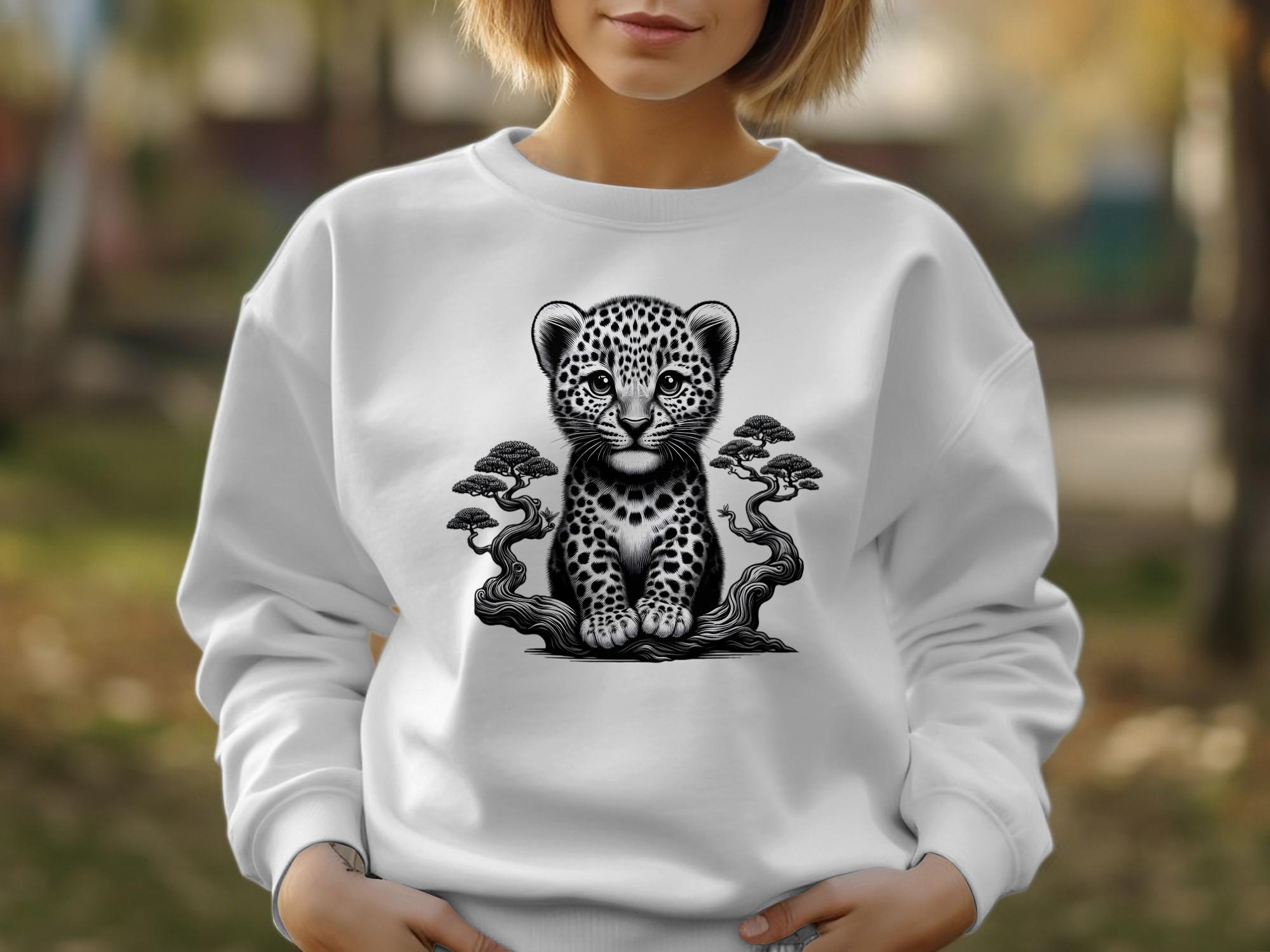 Leopard Bonsai - Coloured Gildan Sweatshirt Realistic Animal Talisman Unisex Cute Tee Graphic Design