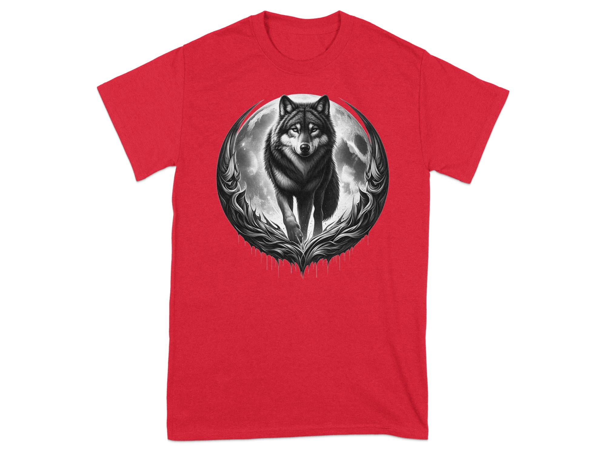 Moon Wolf - Coloured Gildan T-Shirt Realistic Animal Talisman Unisex Mythology Tee Graphic Design