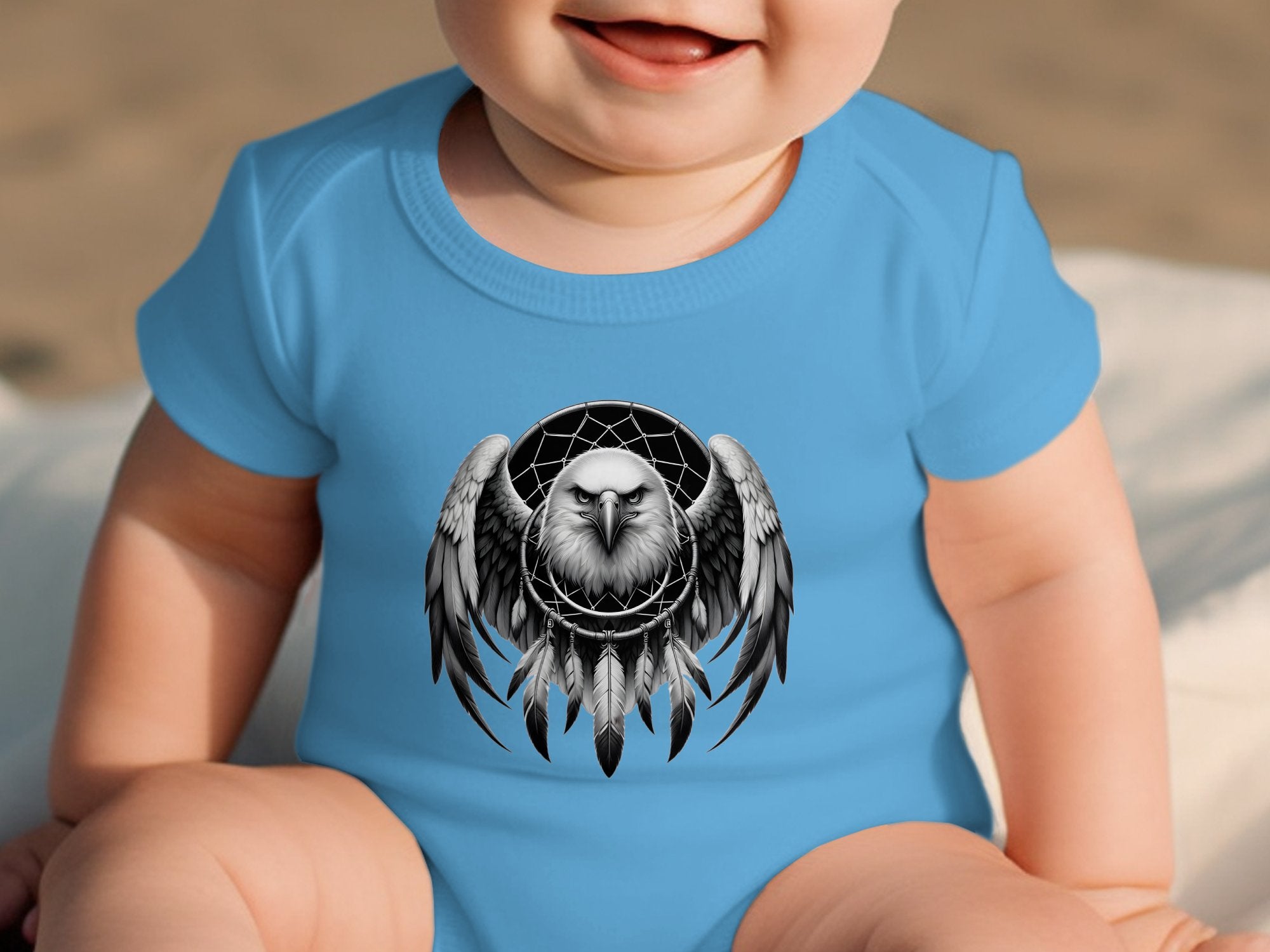 Dreamcatcher Eagle - Coloured Toddler Bodysuit Realistic Native American Talisman Unisex Mythology Tee Graphic Design