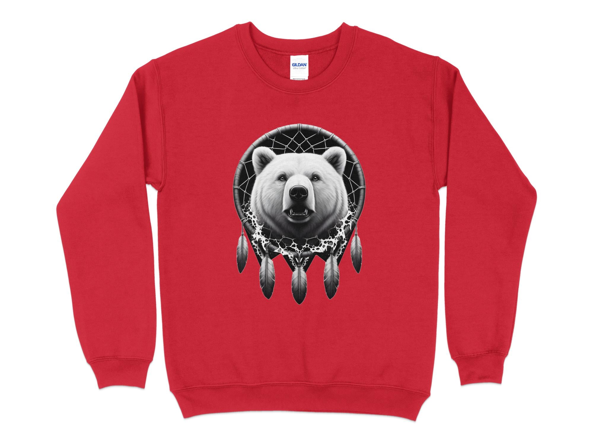 Dreamcatcher Bear - Coloured Gildan Sweatshirt Realistic Native American Talisman Unisex Mythology Tee Graphic Design