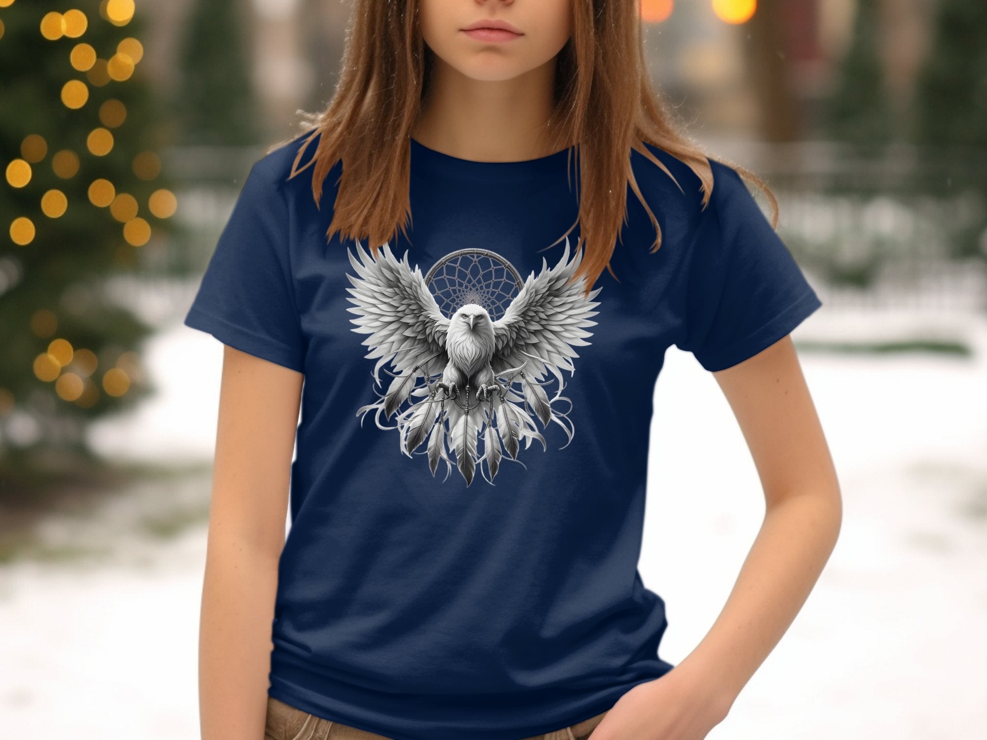 Dreamcatcher Eagle - Coloured Gildan Kids T-Shirt Realistic Native American Talisman Unisex Mythology Tee Graphic Design