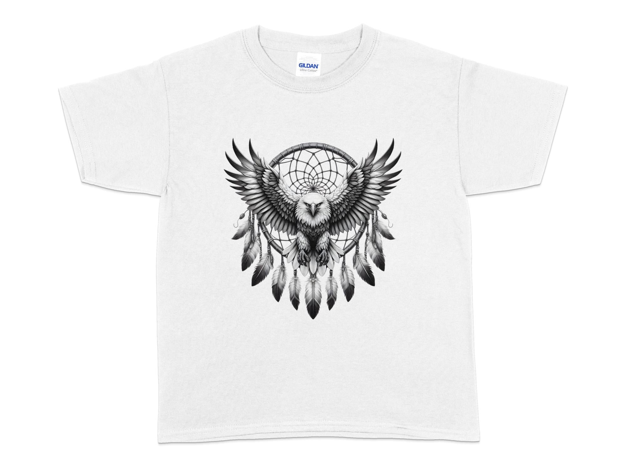 Dreamcatcher Eagle - Coloured Gildan Kids T-Shirt Realistic Native American Talisman Unisex Mythology Tee Graphic Design