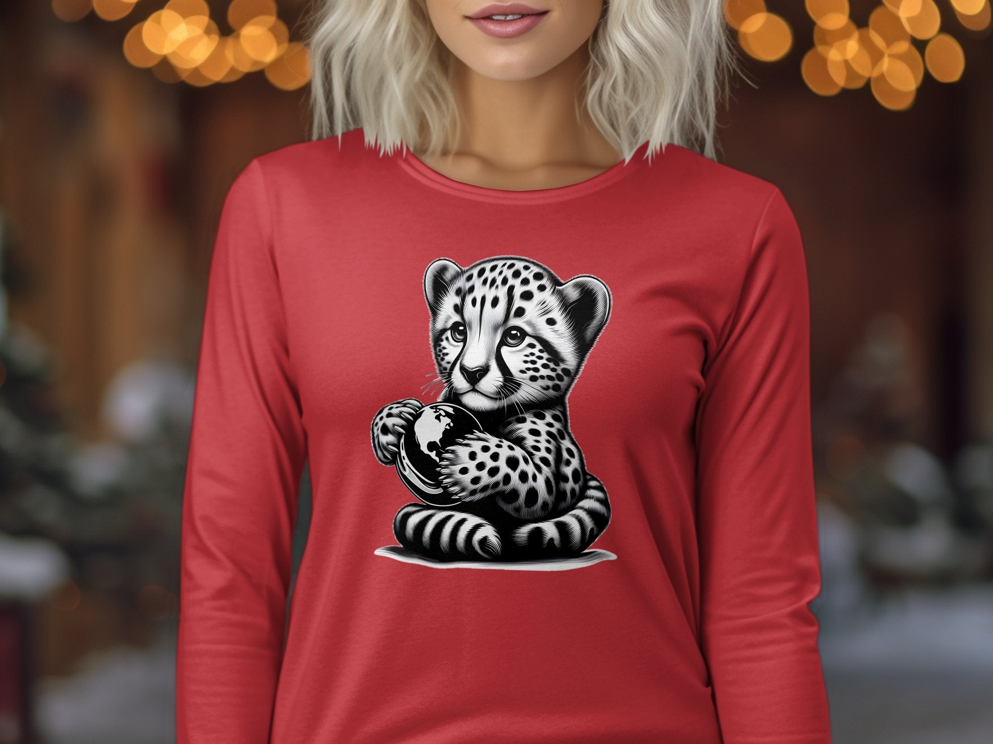 Cheetah World - Coloured Gildan Long Sleeve Realistic Animal Talisman Unisex Cute Tee Graphic Design