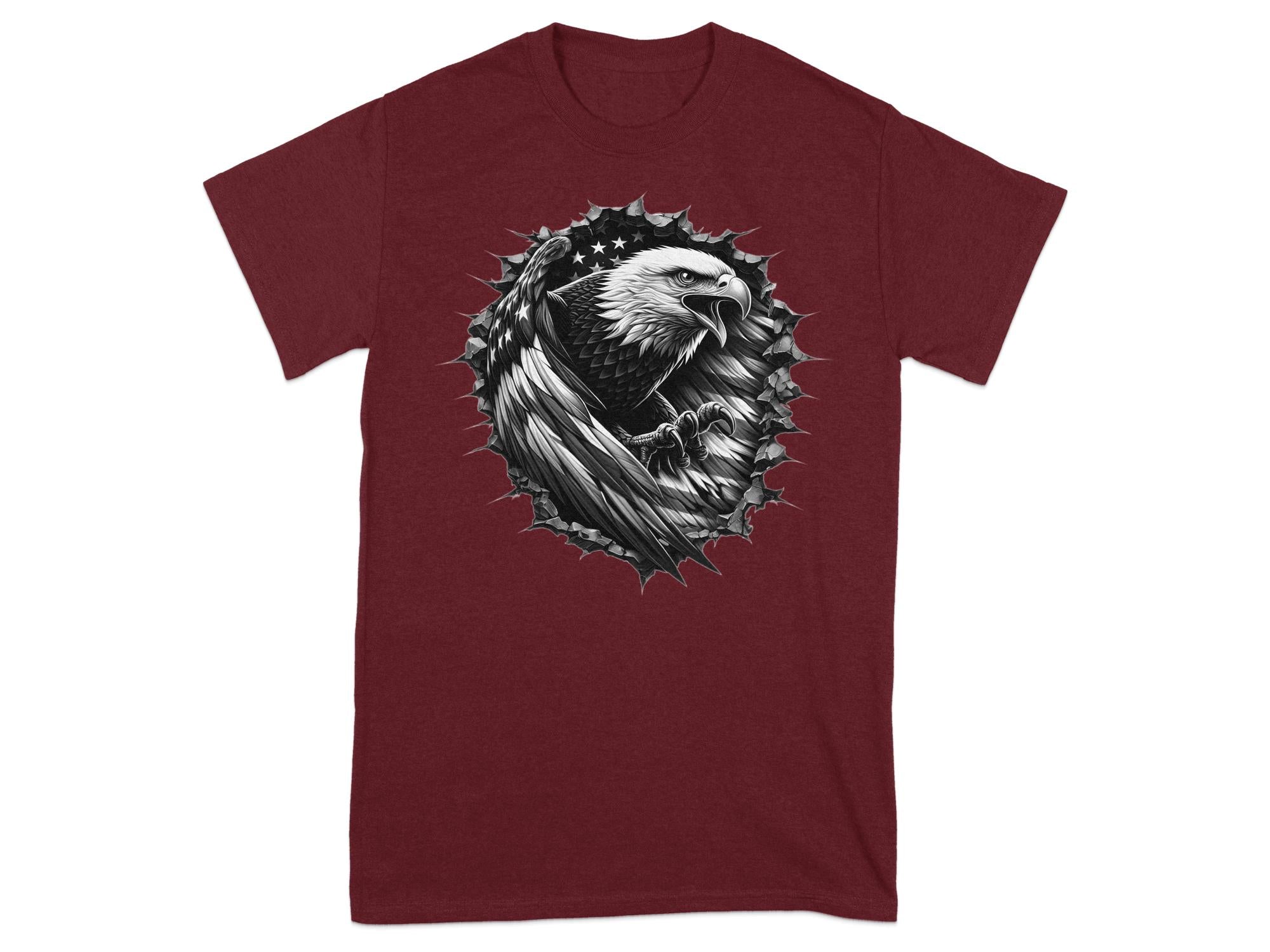 Eagle Patriot - Coloured Gildan T-Shirt Realistic Animal Talisman Unisex Tee Graphic Design