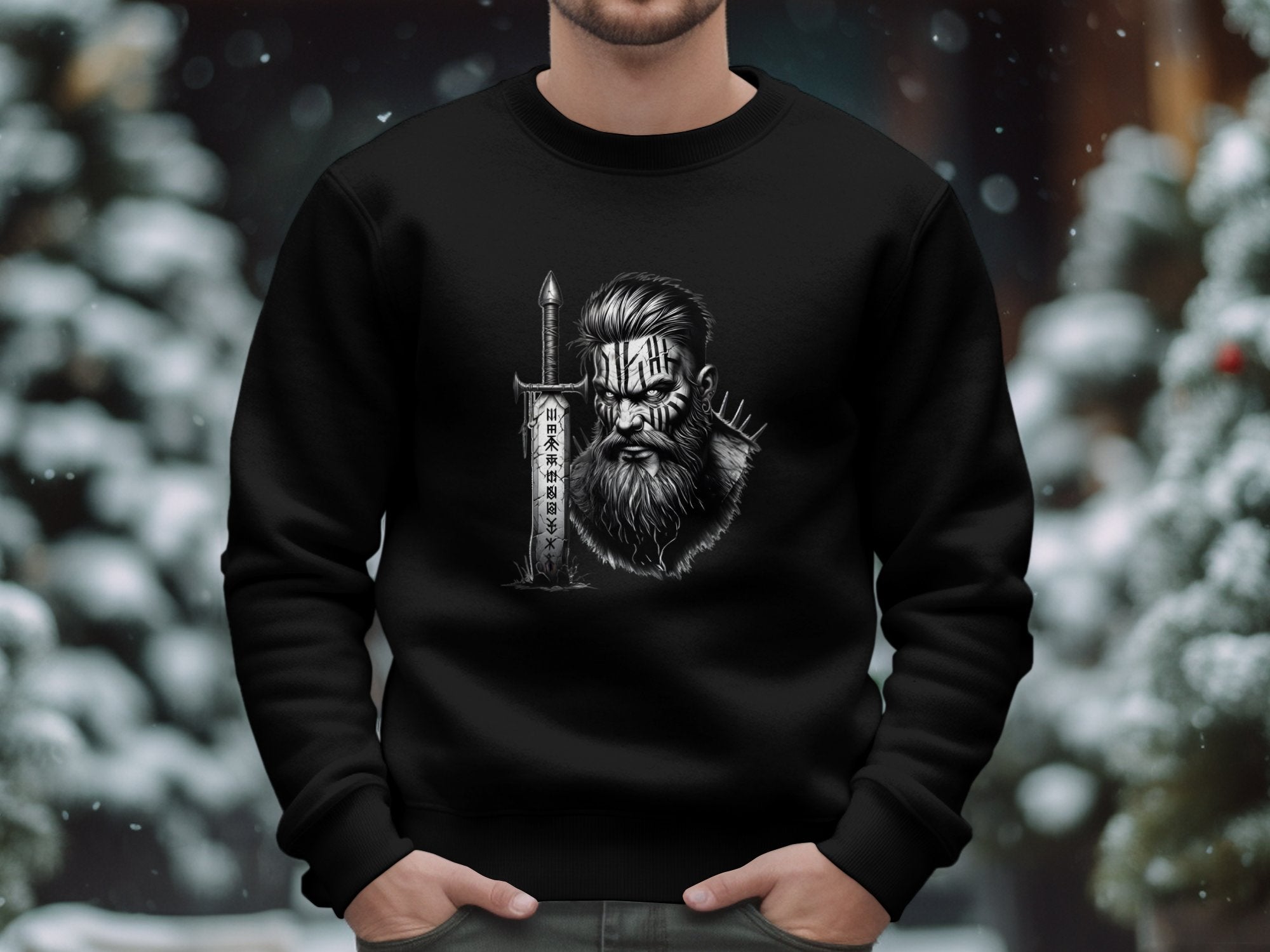 Viking Dauntless - Coloured Gildan Sweatshirt Realistic Norse Talisman Men Women Unisex Valhalla Tee Graphic Design