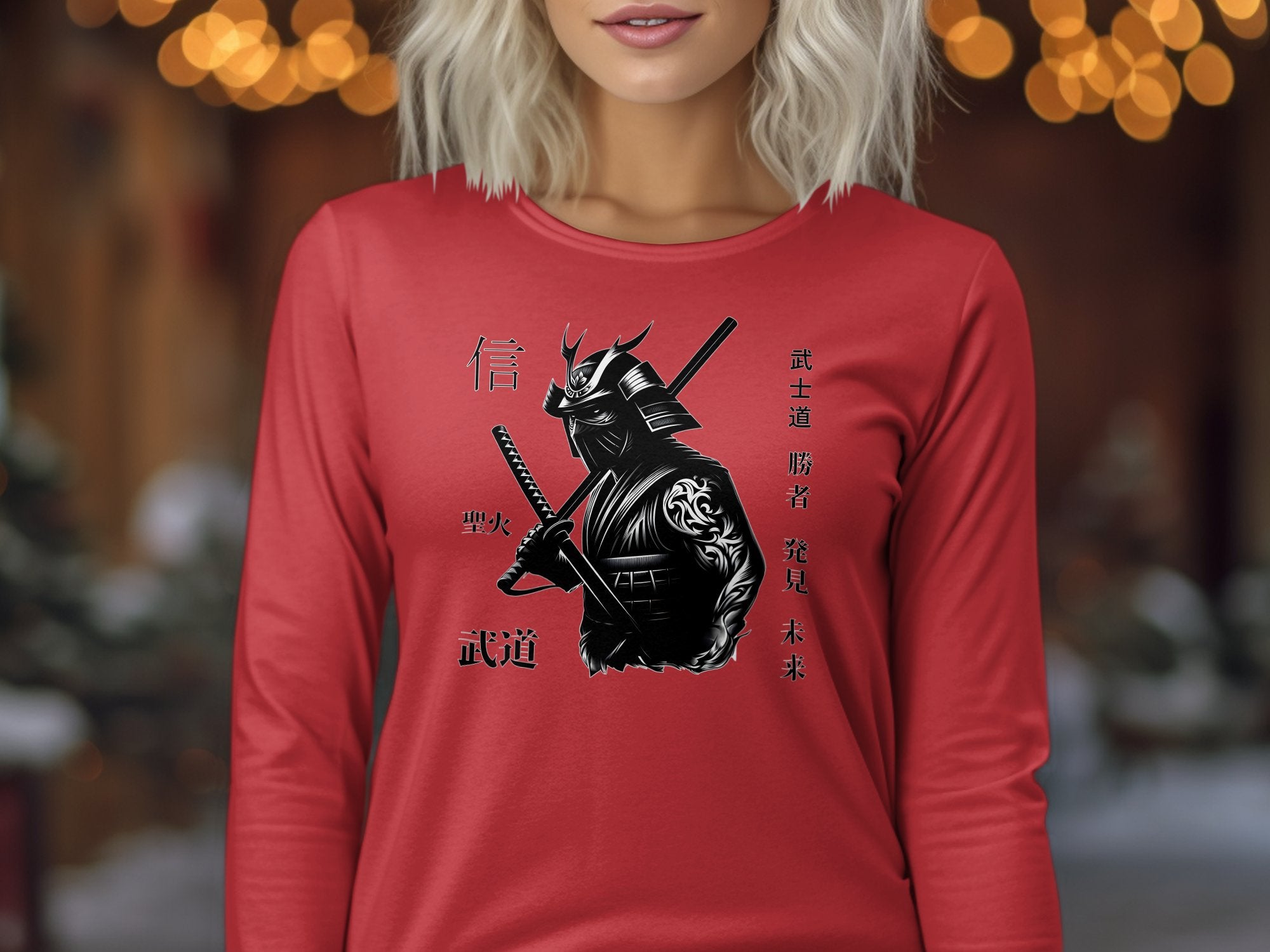 Samurai Ninja - Coloured Gildan Long Sleeve Japanese Talisman Unisex Cultural Symbolic Graphic Design