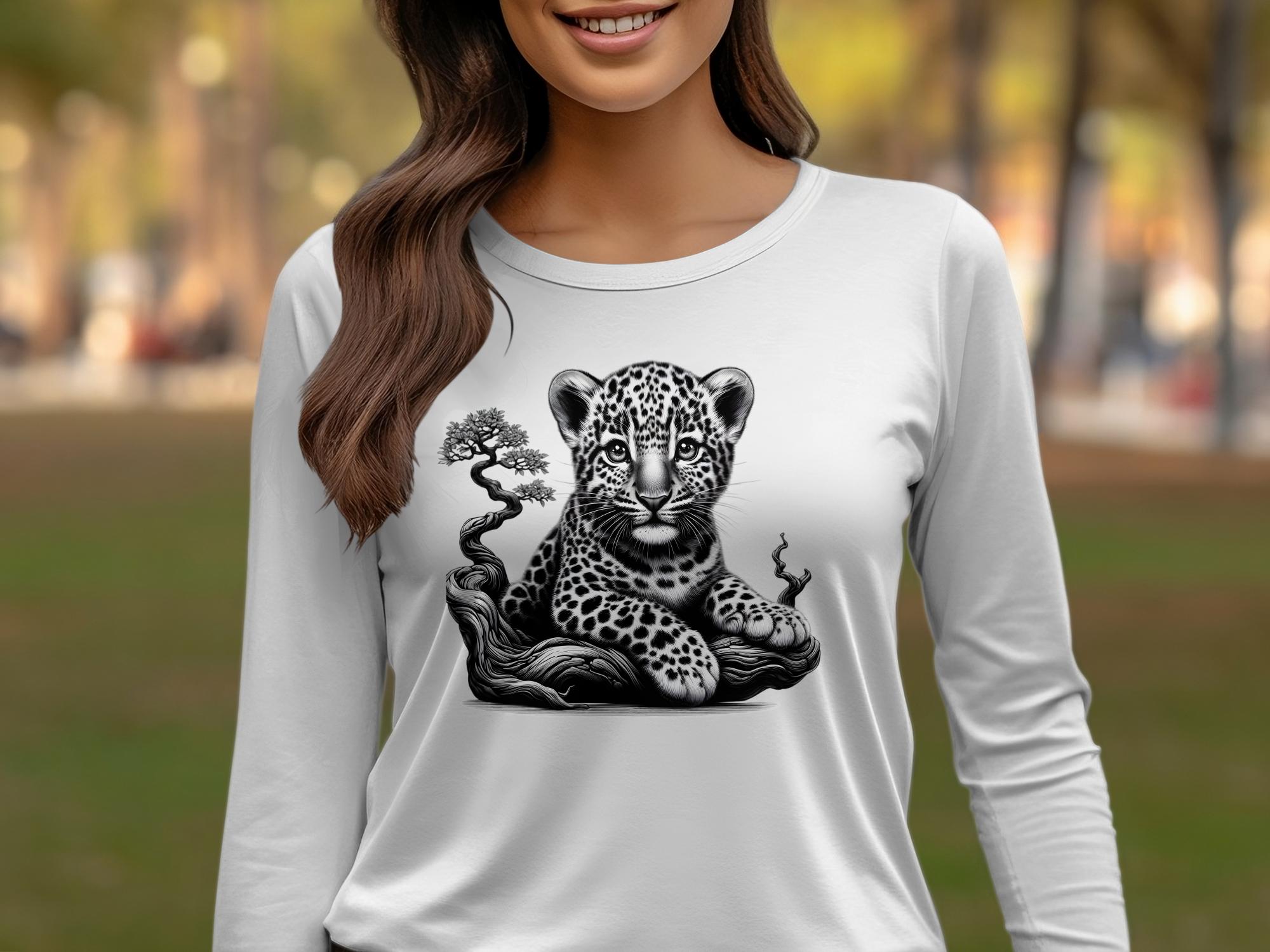 Leopard Bonsai - Coloured Gildan Long Sleeve Realistic Animal Talisman Unisex Cute Tee Graphic Design