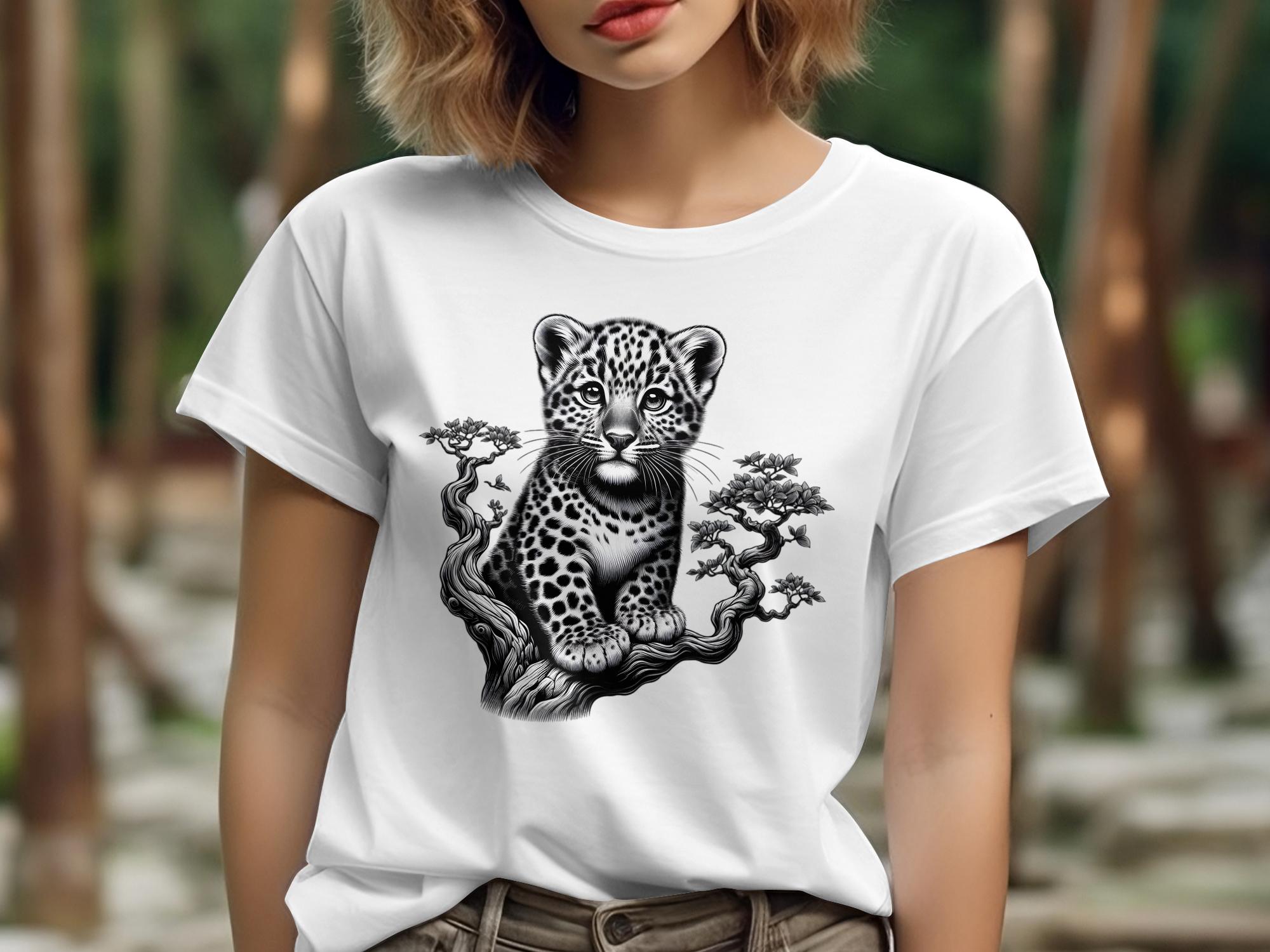 Leopard Bonsai - Coloured Gildan T-Shirt Realistic Animal Talisman Unisex Cute Tee Graphic Design