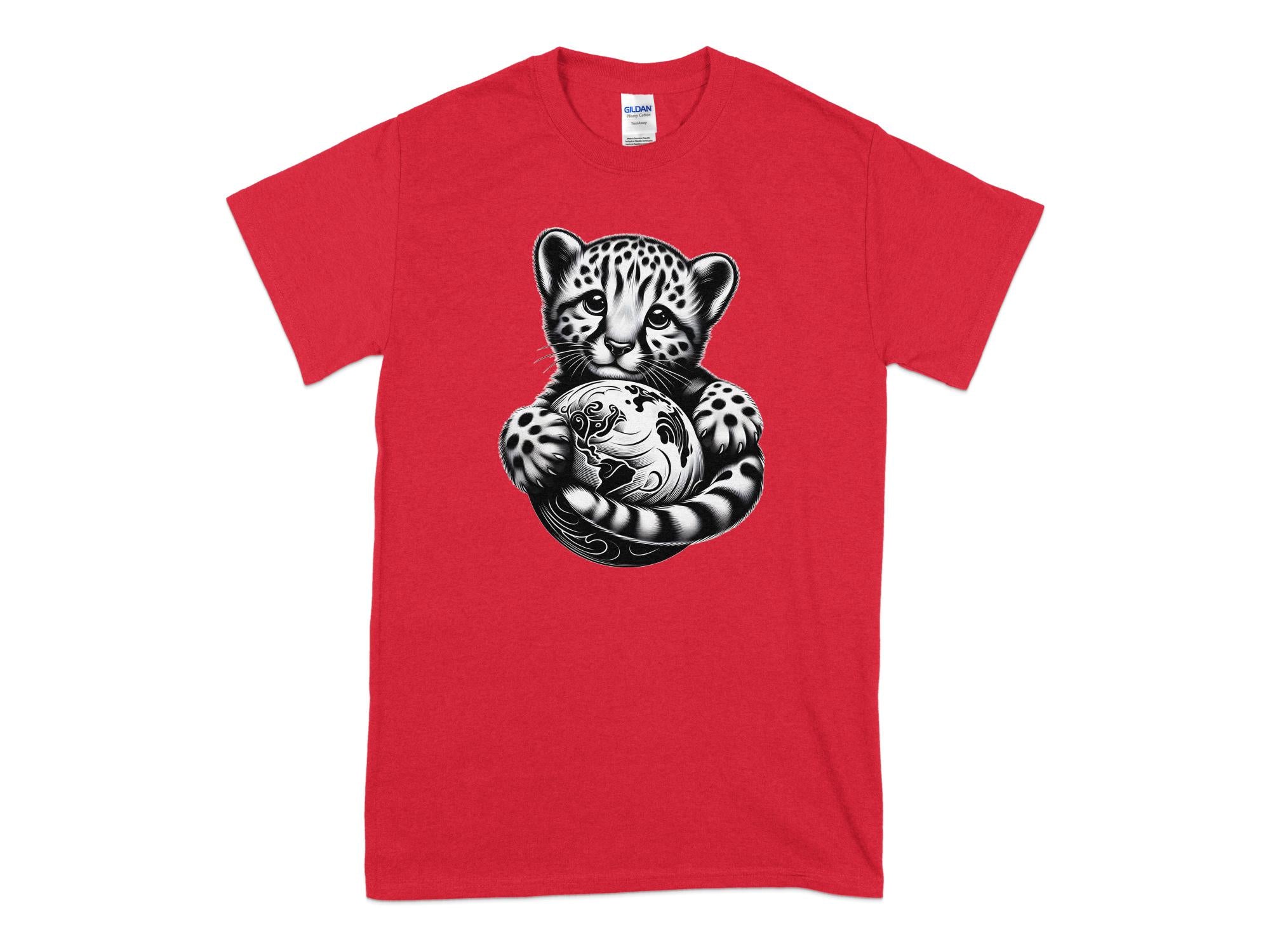 Cheetah World - Coloured Gildan T-Shirt Realistic Animal Talisman Unisex Cute Tee Graphic Design