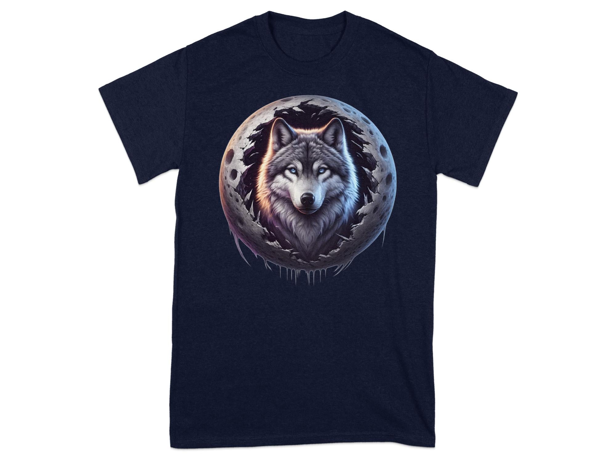 Moon Wolf - T-Shirt Realistic Full Colour Animal Talisman Unisex Mythology Tee Gildan Graphic Design