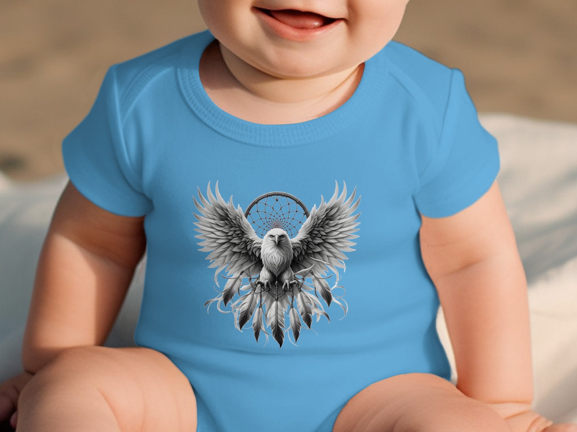 Dreamcatcher Eagle - Coloured Toddler Bodysuit Realistic Native American Talisman Unisex Mythology Tee Graphic Design