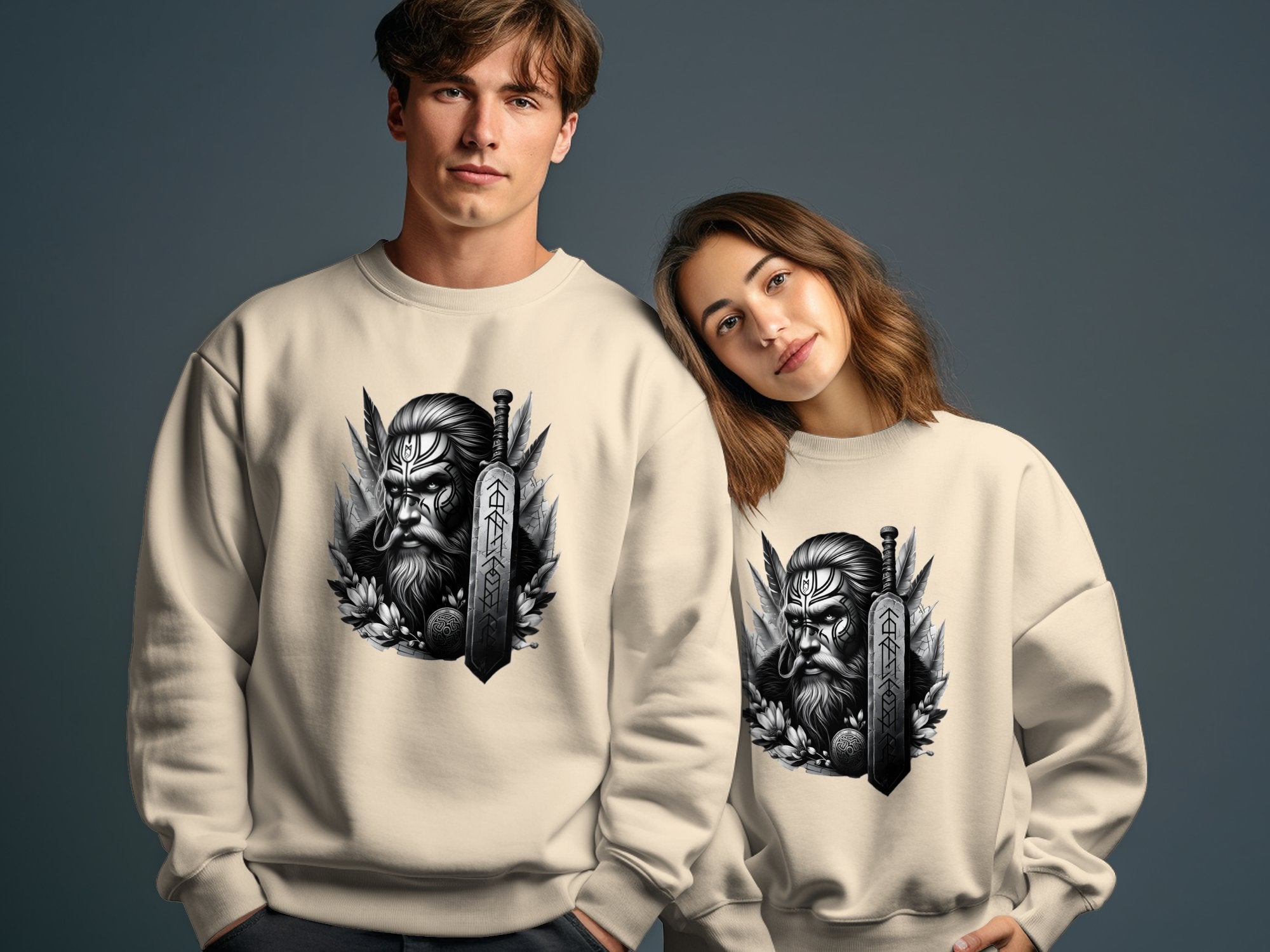 Viking Valiant - Coloured Gildan Sweatshirt Realistic Norse Talisman Men Women Unisex Valhalla Tee Graphic Design