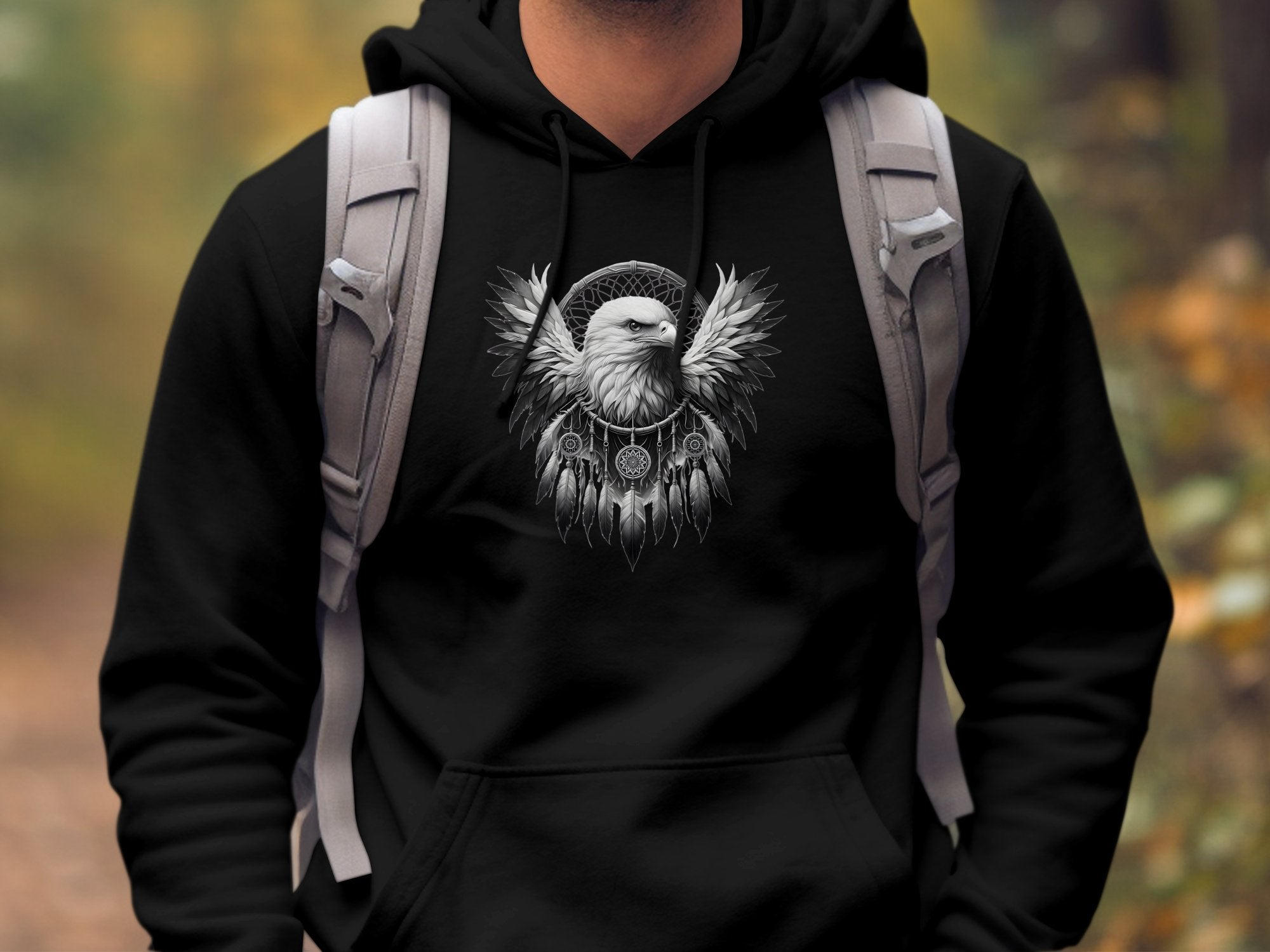 Dreamcatcher Eagle - Coloured Gildan Hoodie Realistic Native American Talisman Unisex Mythology Tee Graphic Design