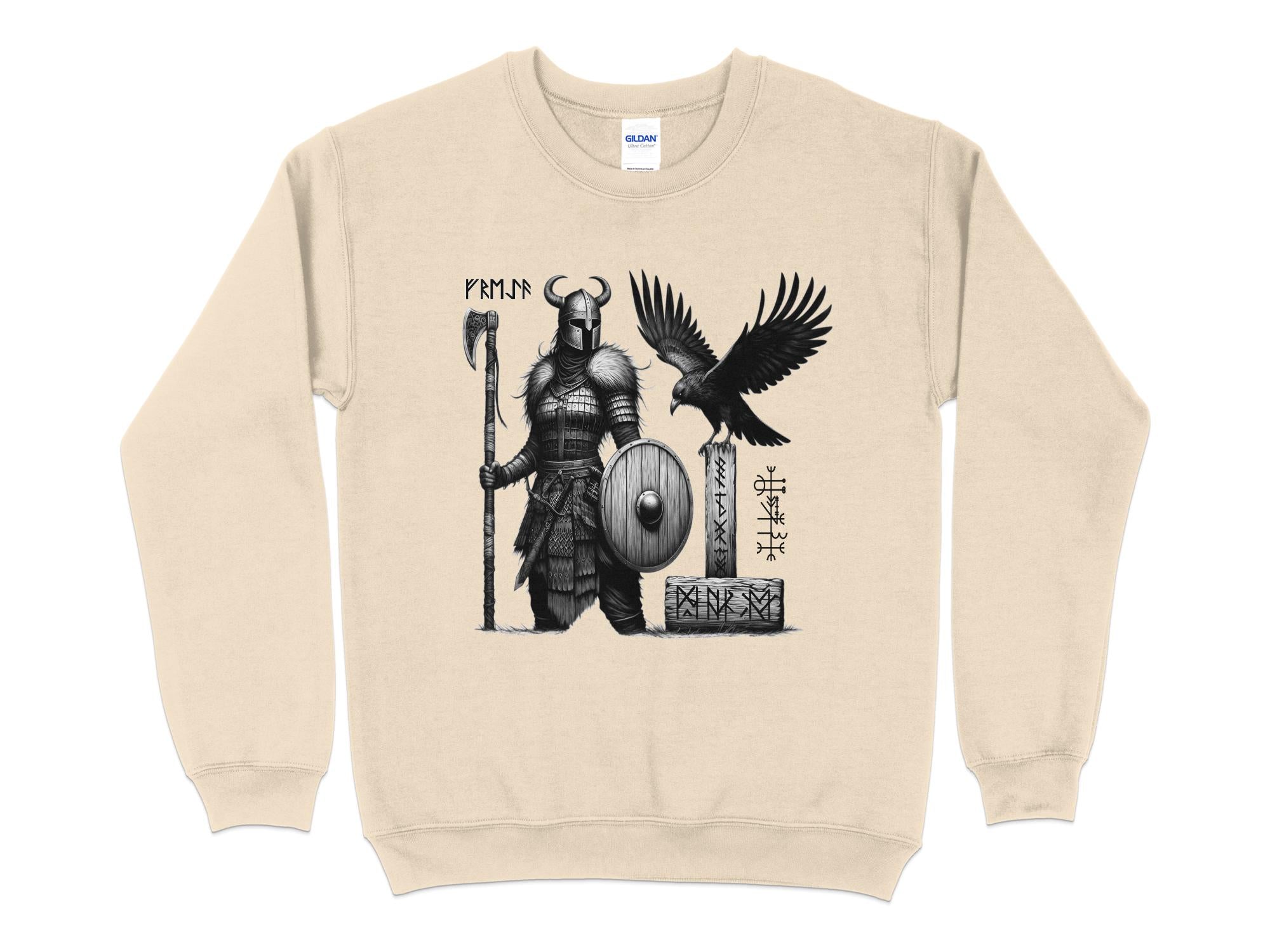 Viking Shield Maiden - Coloured Gildan Sweatshirt Realistic Norse Talisman Men Women Unisex Valhalla Tee Graphic Design