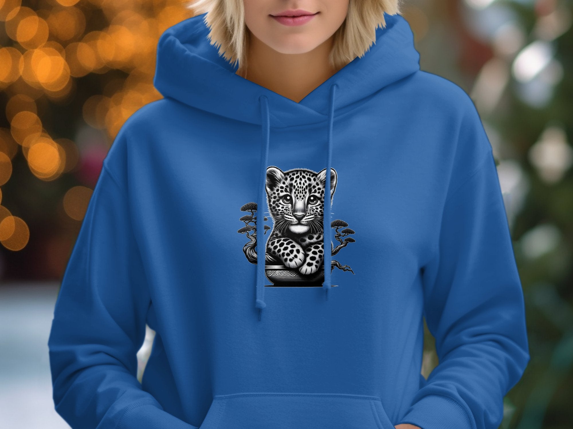 Leopard Bonsai - Coloured Gildan Hoodie Realistic Animal Talisman Unisex Cute Tee Graphic Design