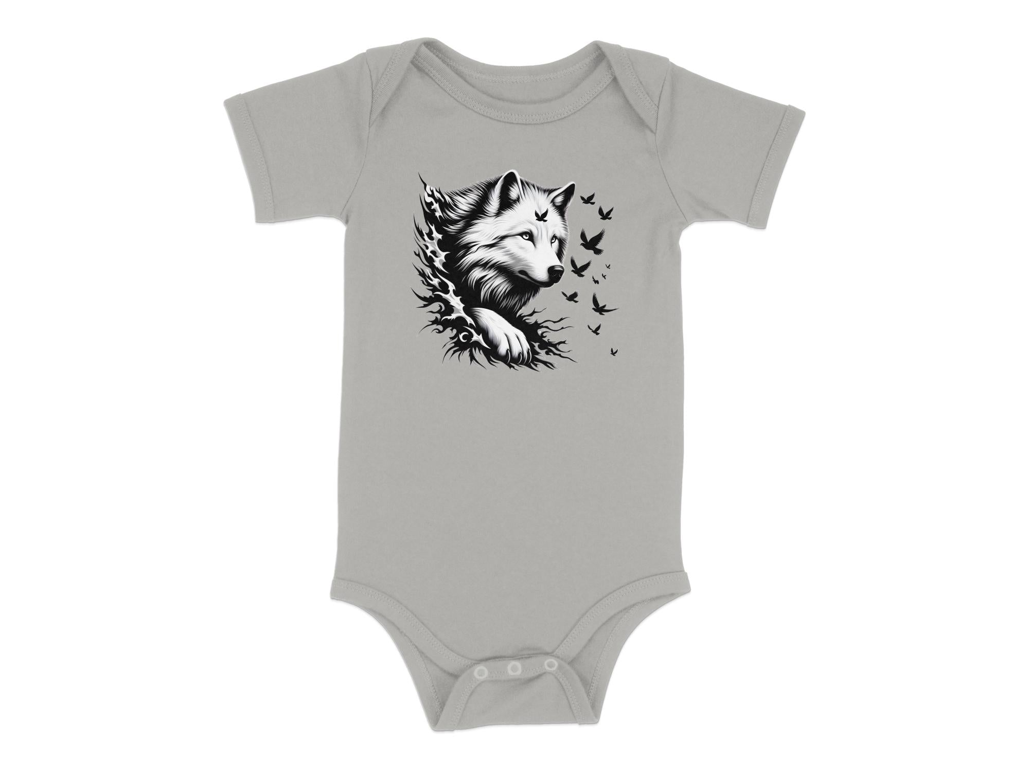 Wolf x Doves - Coloured Toddler Bodysuit Realistic Animal Talisman Unisex Tee Graphic Design