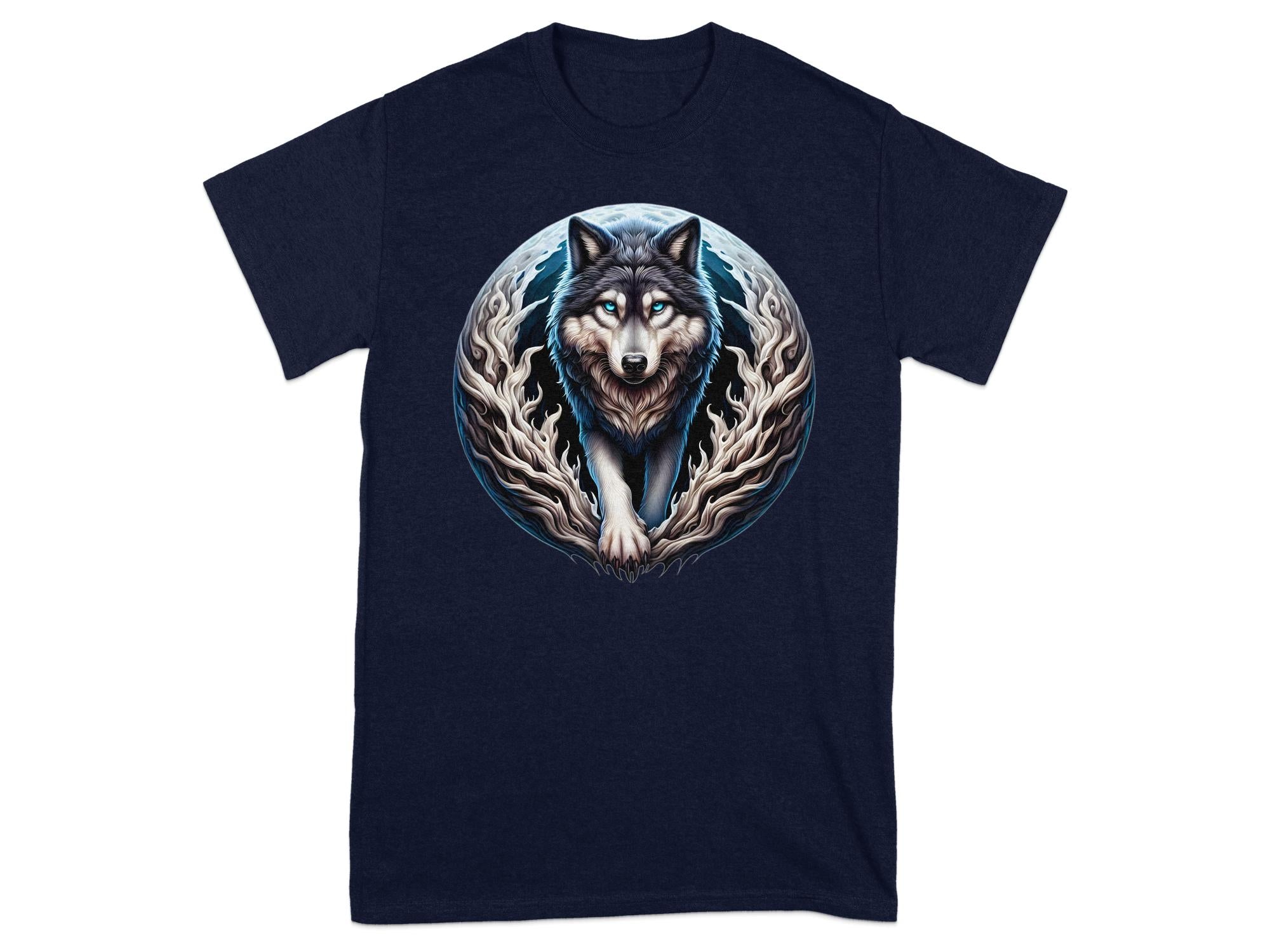 Moon Wolf - T-Shirt Realistic Full Colour Animal Talisman Unisex Mythology Tee Gildan Graphic Design