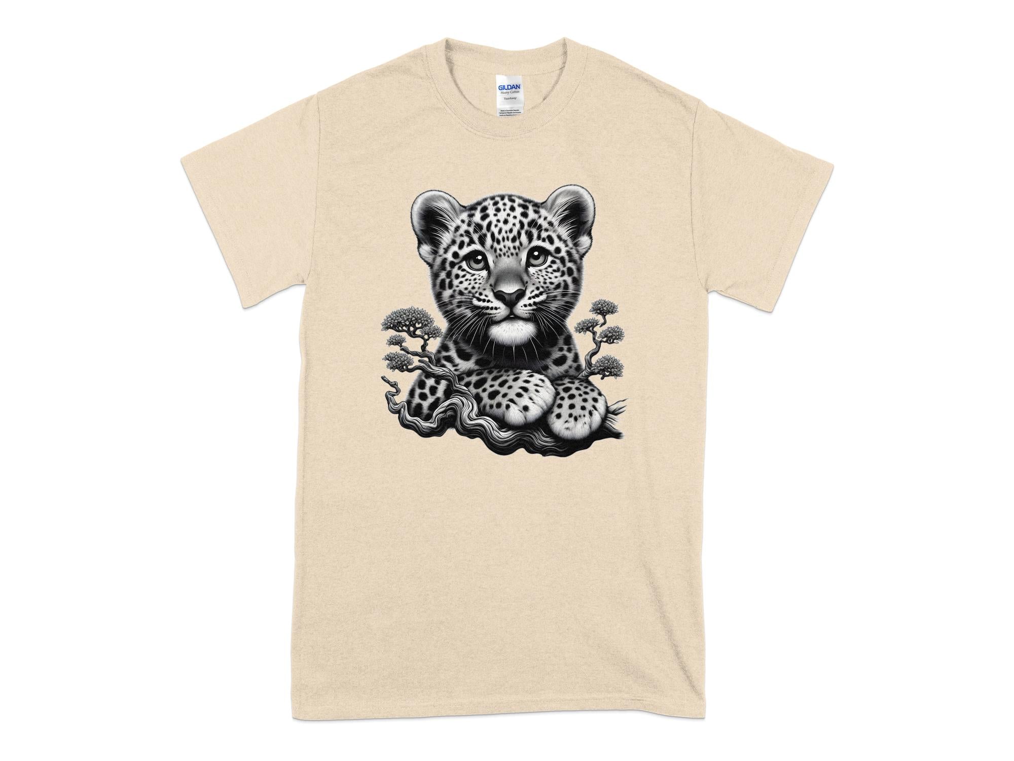 Leopard Bonsai - Coloured Gildan T-Shirt Realistic Animal Talisman Unisex Cute Tee Graphic Design