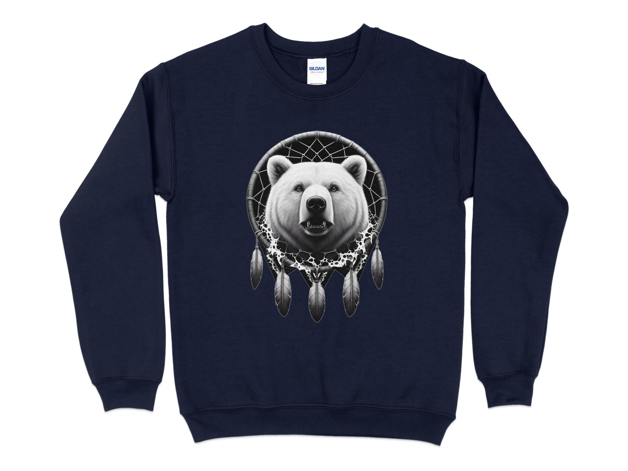 Dreamcatcher Bear - Coloured Gildan Sweatshirt Realistic Native American Talisman Unisex Mythology Tee Graphic Design