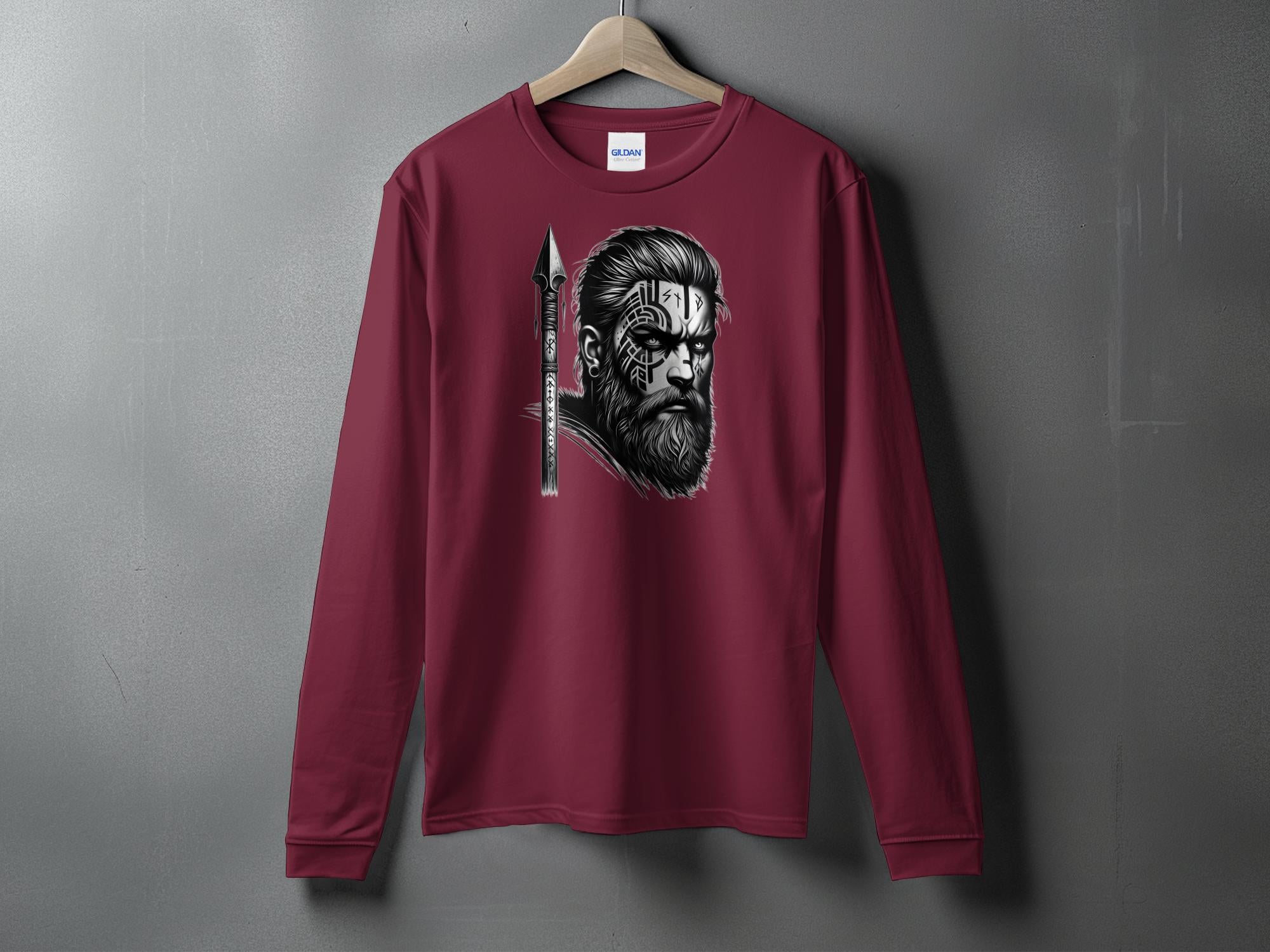 Viking Protector - Coloured Gildan Long Sleeve Realistic Norse Talisman Men Women Unisex Valhalla Tee Graphic Design