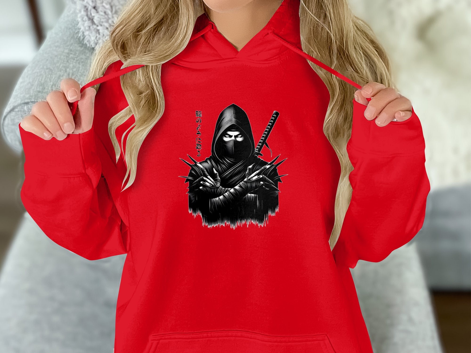 Samurai Ninja - Coloured Gildan Hoodie Japanese Talisman Unisex Cultural Symbolic Graphic Design