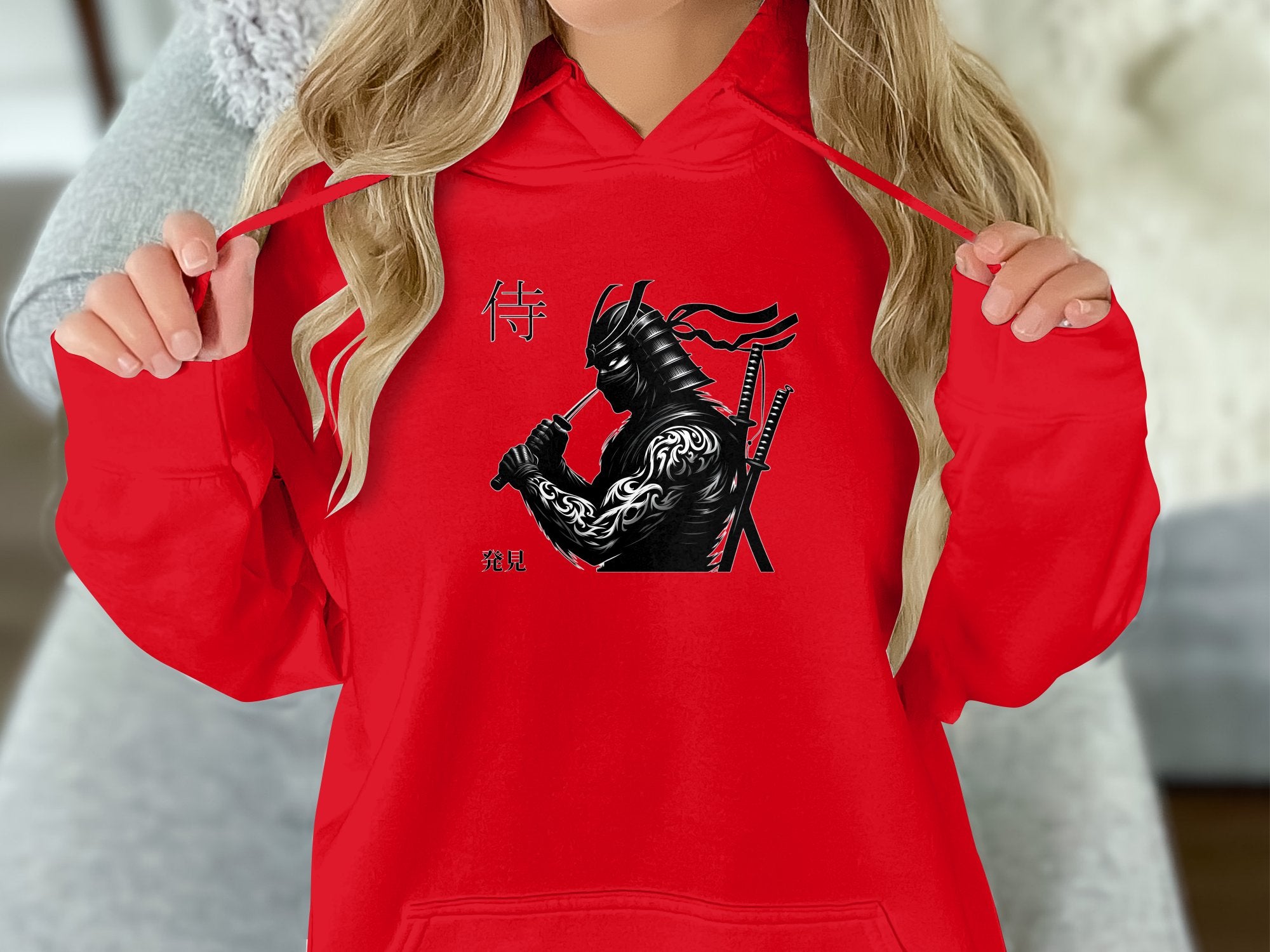 Samurai Ninja - Coloured Gildan Hoodie Japanese Talisman Unisex Cultural Symbolic Graphic Design