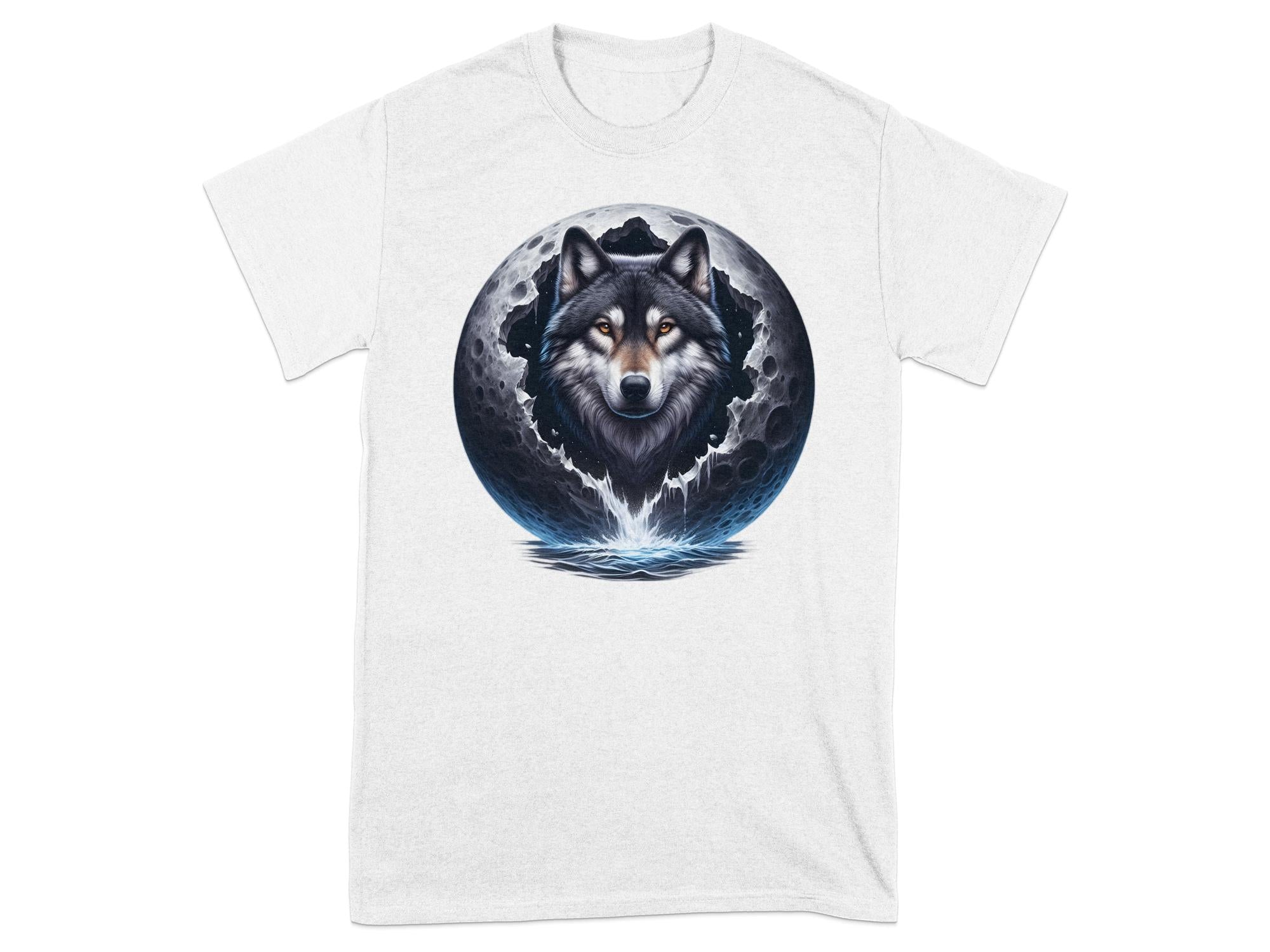 Moon Wolf - T-Shirt Realistic Full Colour Animal Talisman Unisex Mythology Tee Gildan Graphic Design