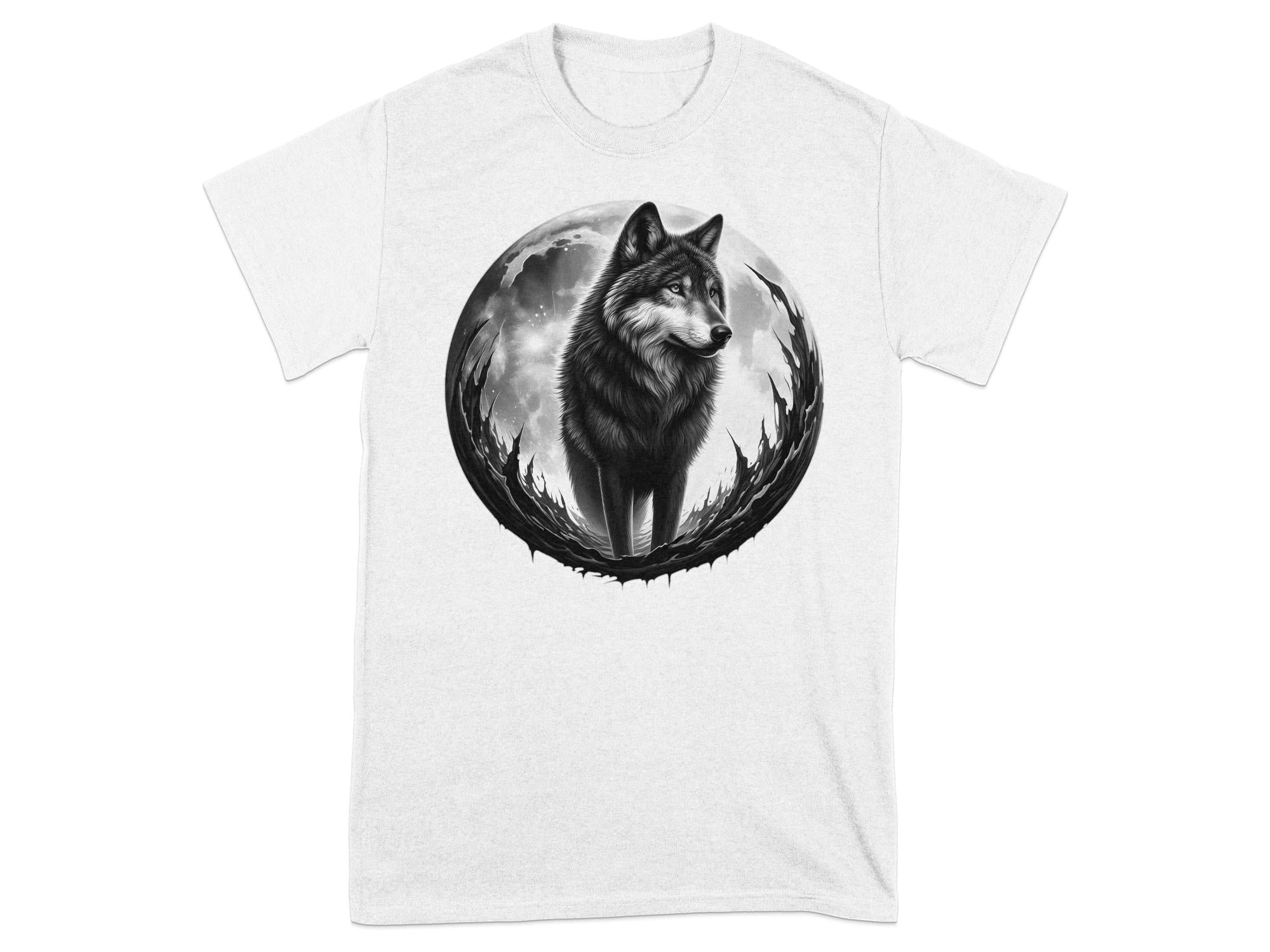 Moon Wolf - Coloured Gildan T-Shirt Realistic Animal Talisman Unisex Mythology Tee Graphic Design