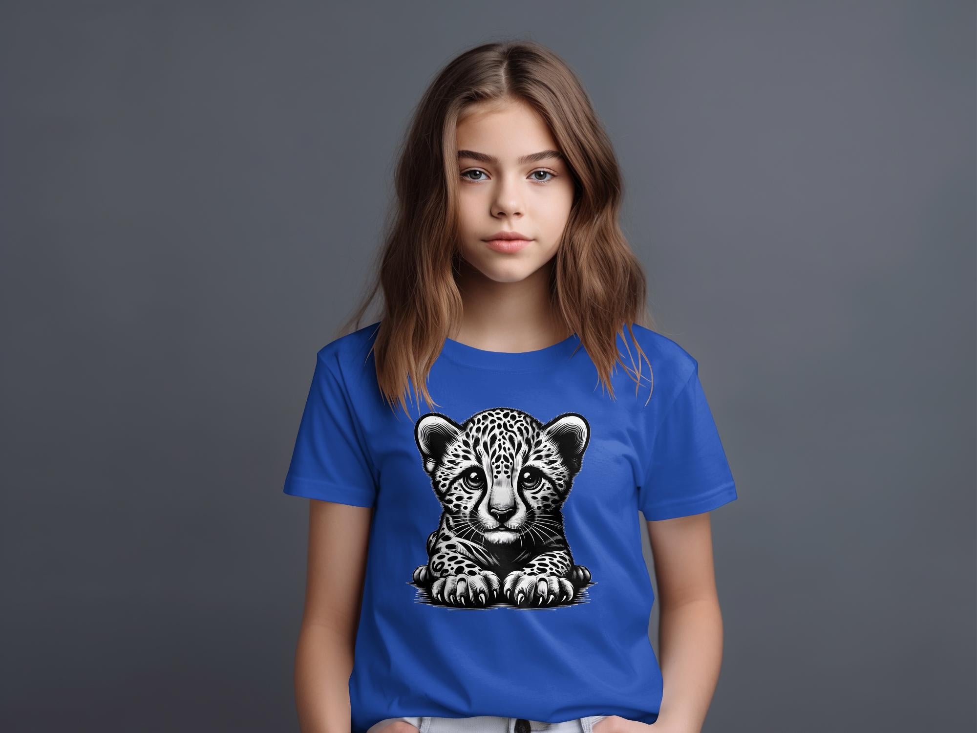 Cheetah World - Coloured Gildan Kids T-Shirt Realistic Animal Talisman Unisex Cute Tee Graphic Design