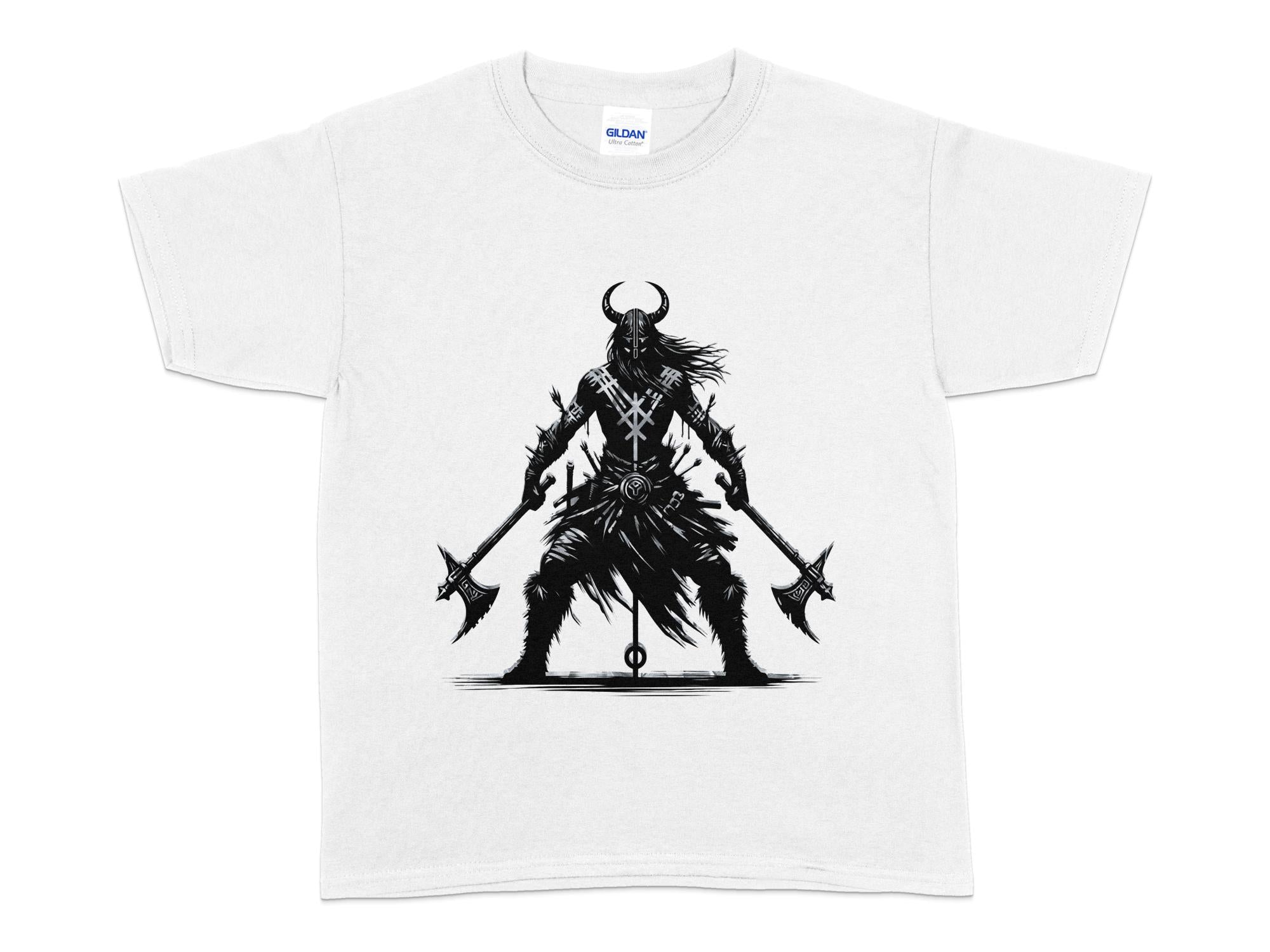 Viking Indomitable - Coloured Gildan Kids T Shirt Norse Talisman Unisex Valhalla Tee