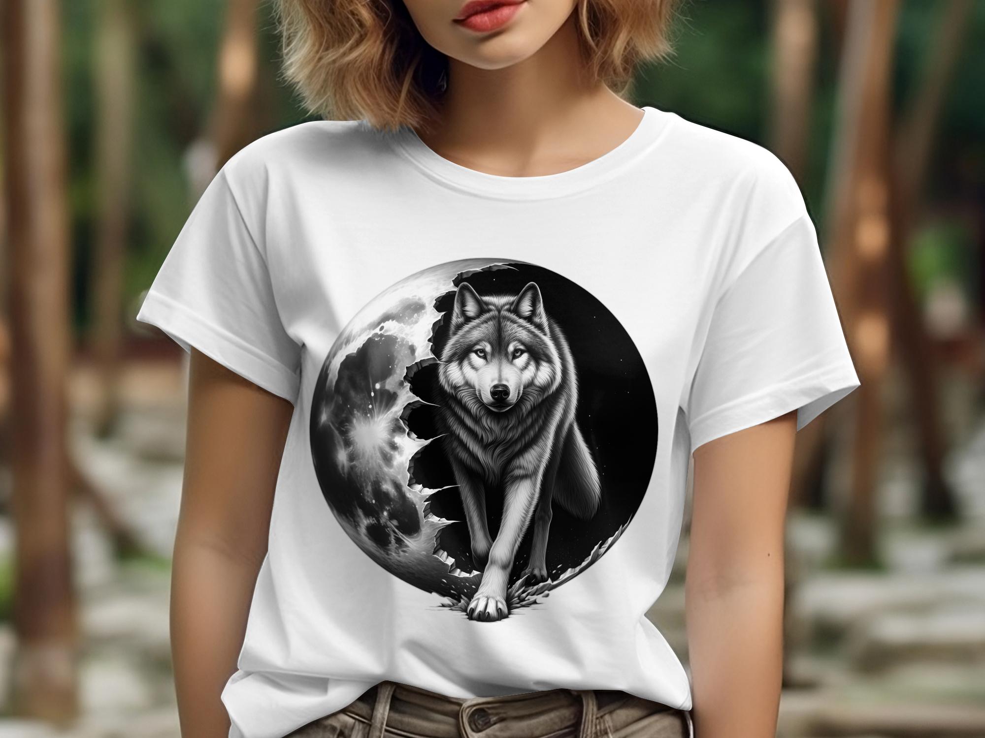 Moon Wolf - Coloured Gildan T-Shirt Realistic Animal Talisman Unisex Mythology Tee Graphic Design