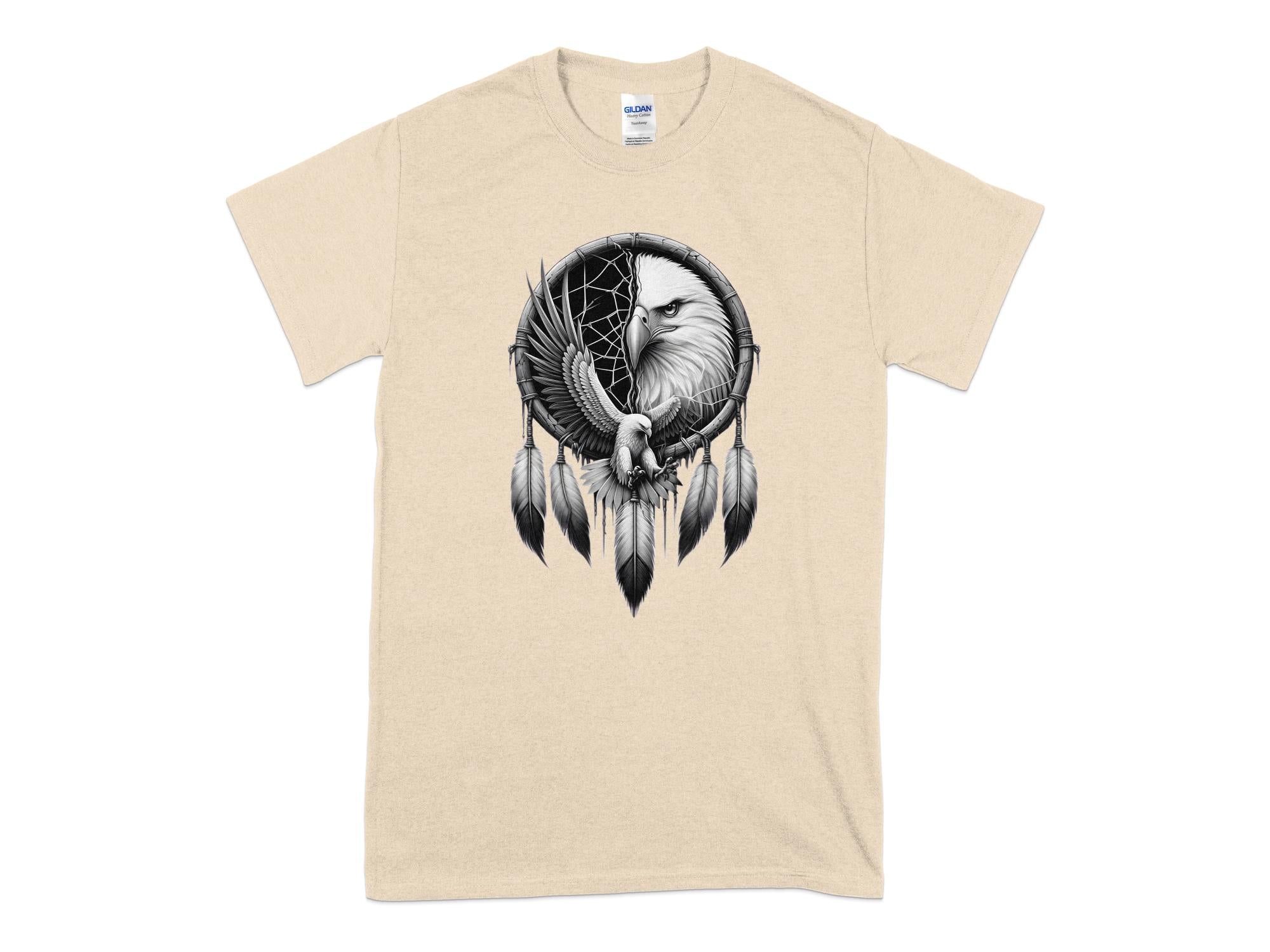 Dreamcatcher Eagle - Coloured Gildan T-Shirt Realistic Native American Talisman Unisex Mythology Tee Graphic Design