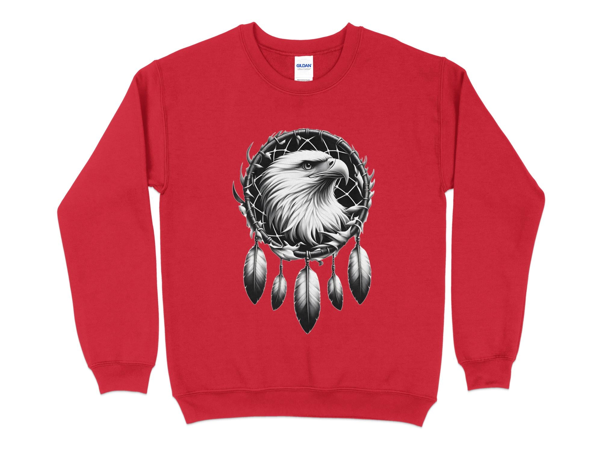 Dreamcatcher Eagle - Coloured Gildan Sweatshirt Realistic Native American Talisman Unisex Mythology Tee Graphic Design