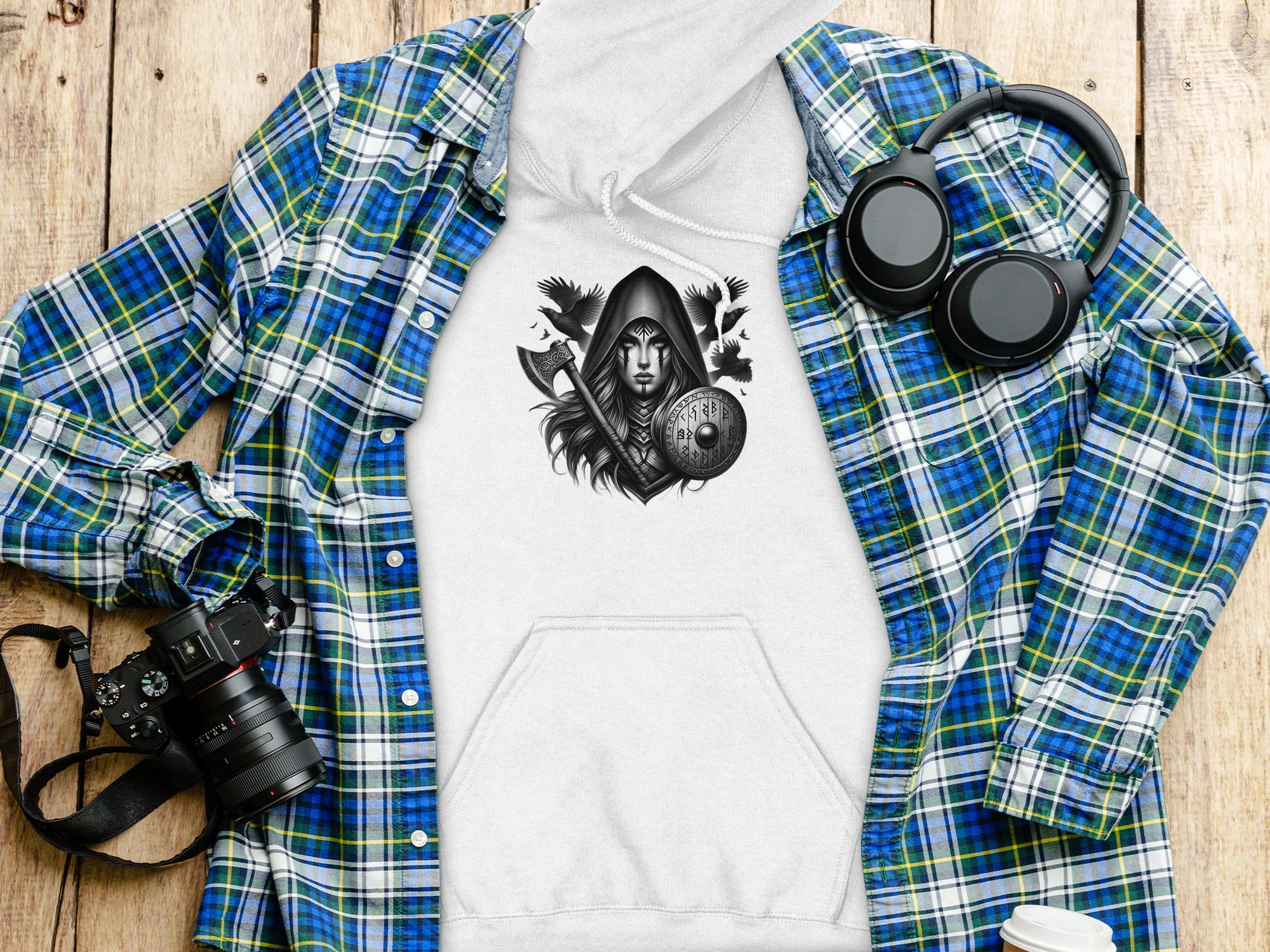 Viking Shield Maiden - Coloured Gildan Hoodie Realistic Norse Talisman Men Women Unisex Valhalla Tee Graphic Design