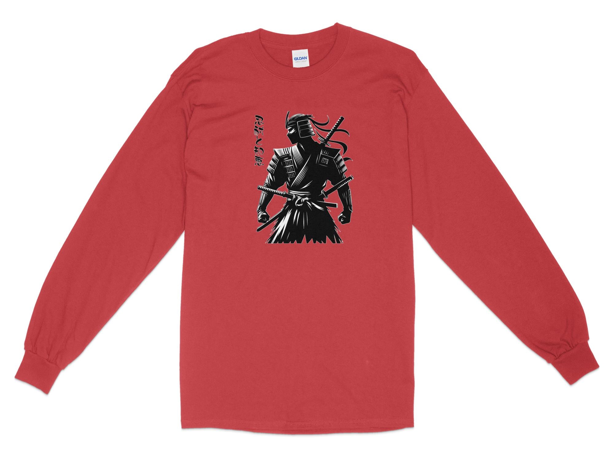 Samurai Ninja - Coloured Gildan Long Sleeve Japanese Talisman Unisex Cultural Symbolic Graphic Design