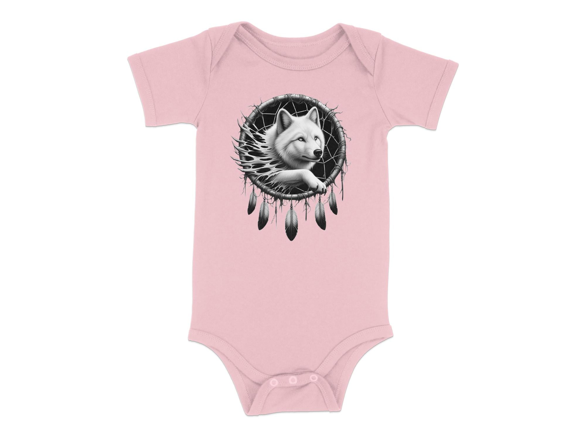 Dreamcatcher Wolf - Coloured Toddler Bodysuit Realistic Native American Talisman Unisex Mythology Tee Graphic Design