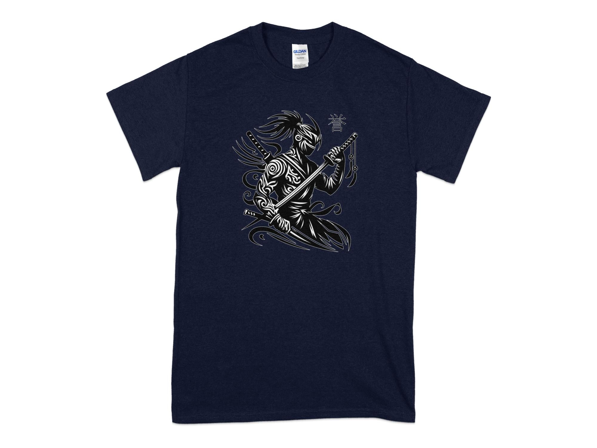 Samurai Ninja - Coloured Gildan T-Shirt Japanese Talisman Unisex Cultural Symbolic Graphic Design