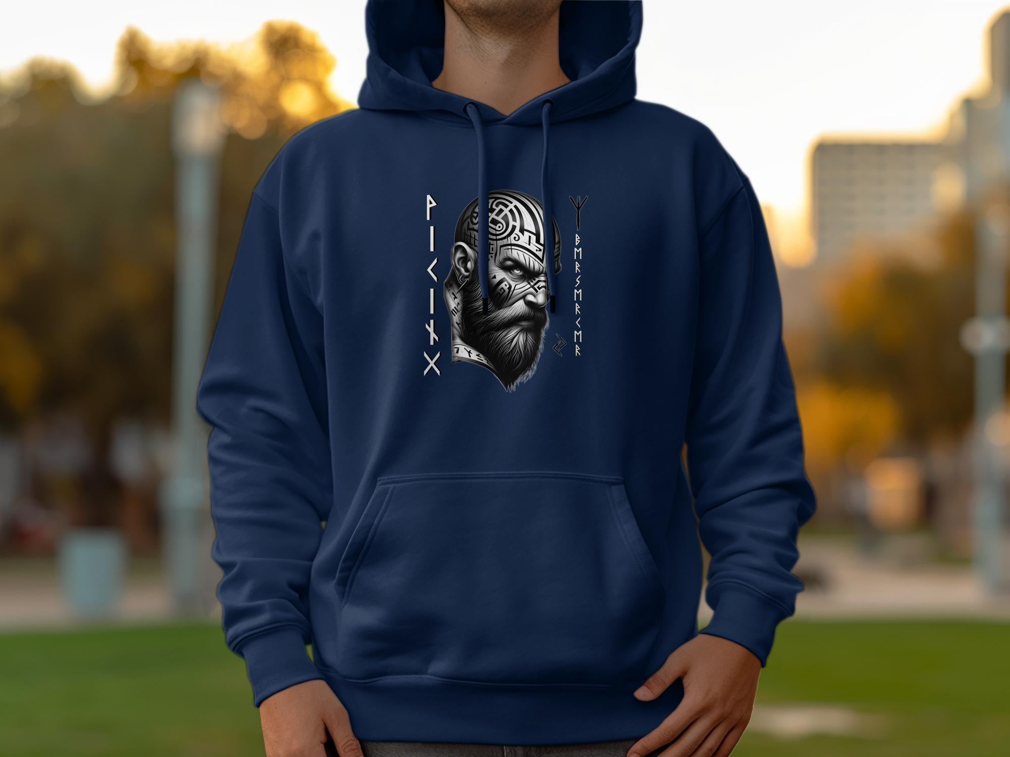 Viking Focus - Coloured Gildan Hoodie Realistic Norse Talisman Men Women Unisex Valhalla Tee Graphic Design