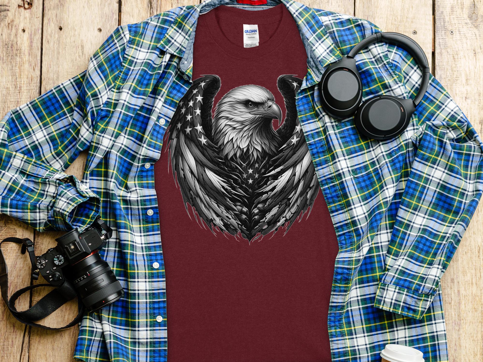 Eagle Patriot - Coloured Gildan T-Shirt Realistic Animal Talisman Unisex Tee Graphic Design