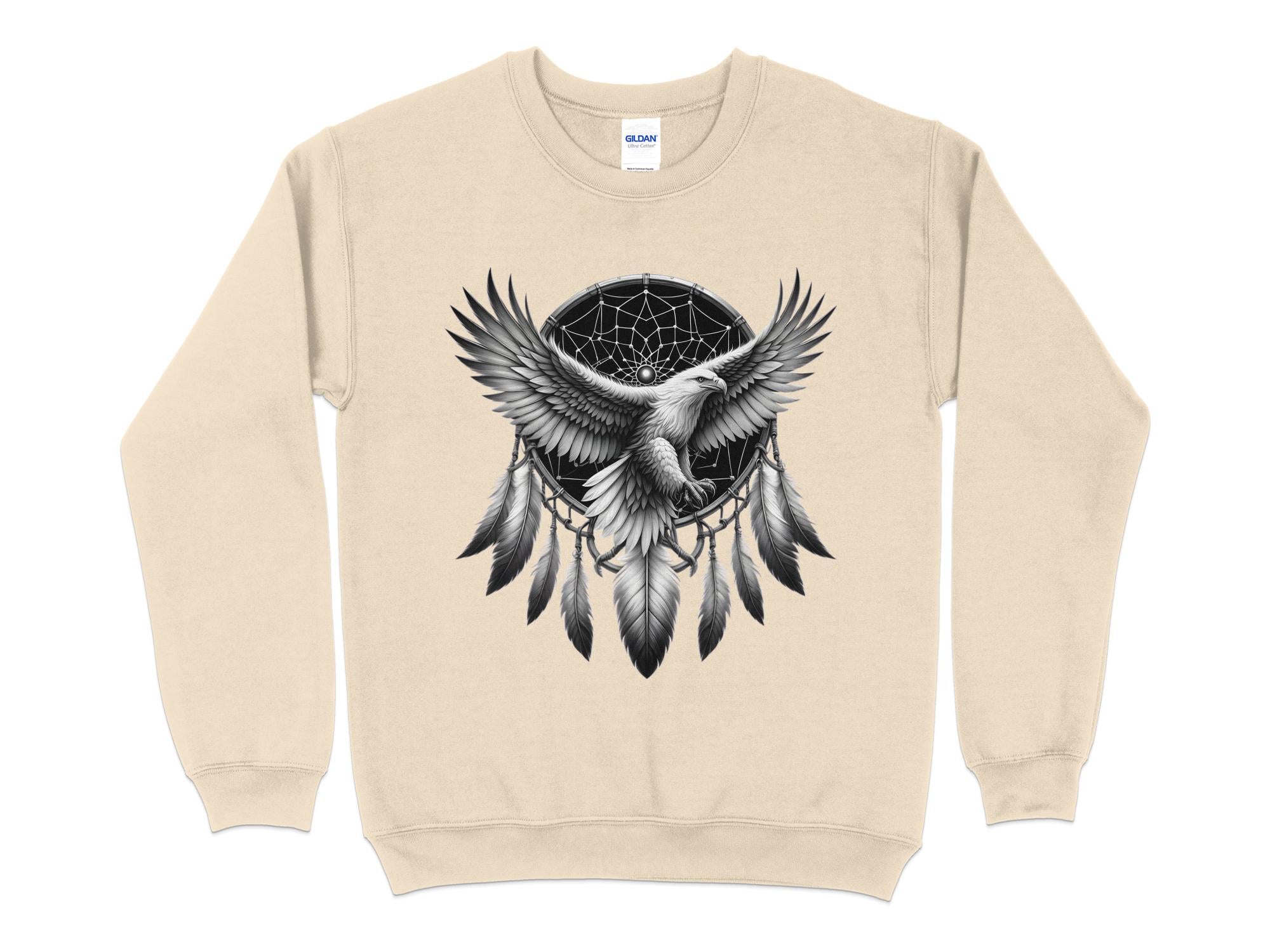 Dreamcatcher Eagle - Coloured Gildan Sweatshirt Realistic Native American Talisman Unisex Mythology Tee Graphic Design