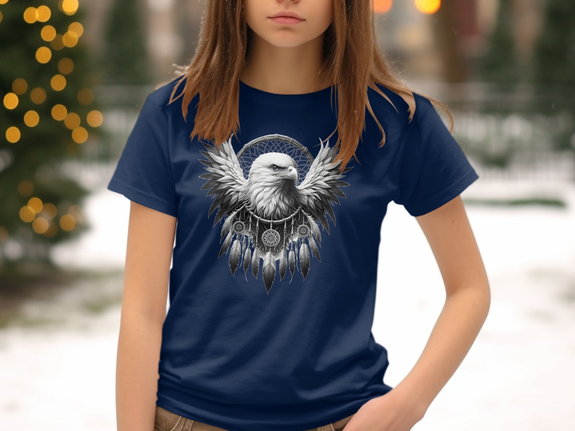 Dreamcatcher Eagle - Coloured Gildan Kids T-Shirt Realistic Native American Talisman Unisex Mythology Tee Graphic Design