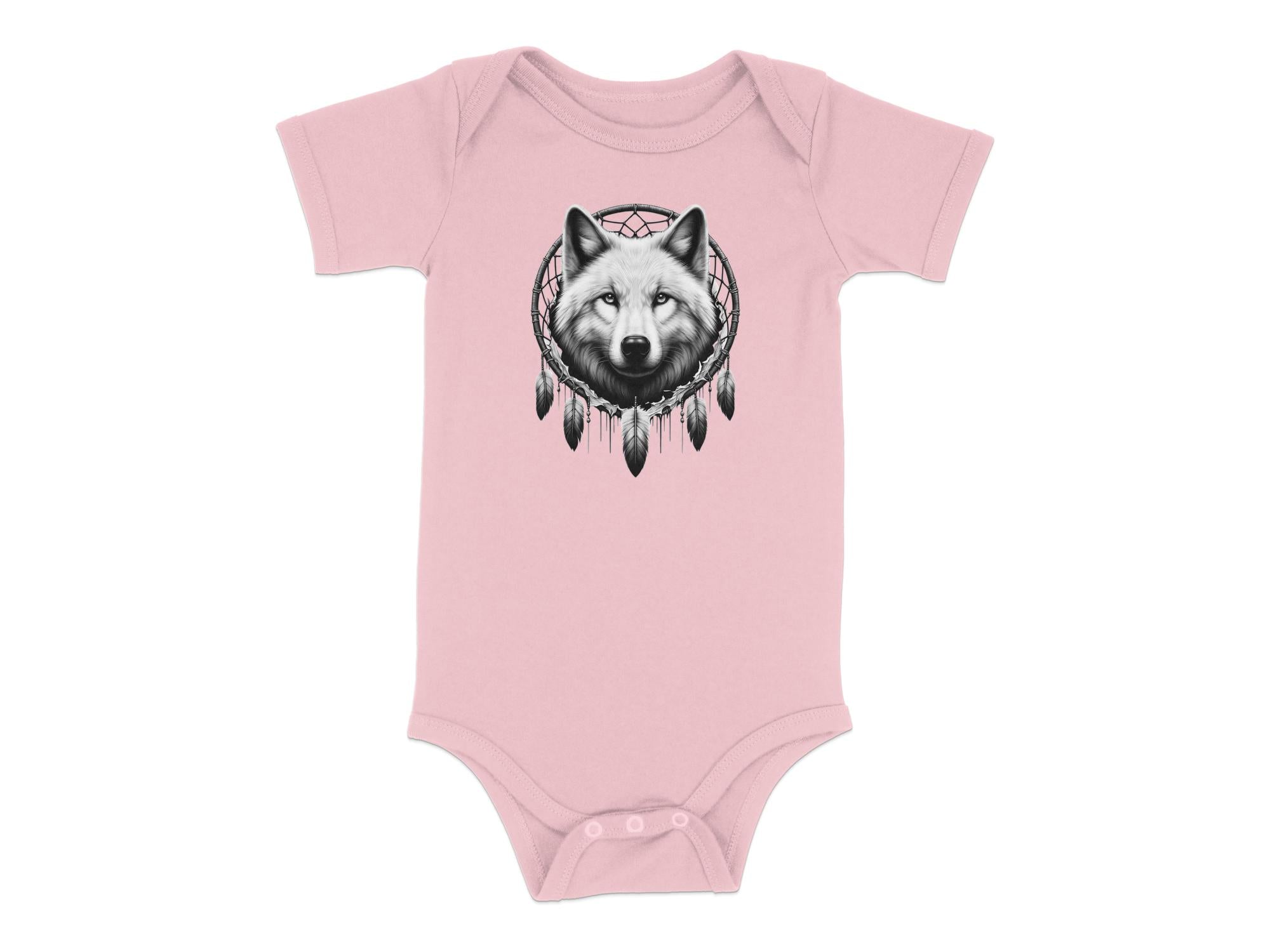 Dreamcatcher Wolf - Coloured Toddler Bodysuit Realistic Native American Talisman Unisex Mythology Tee Graphic Design