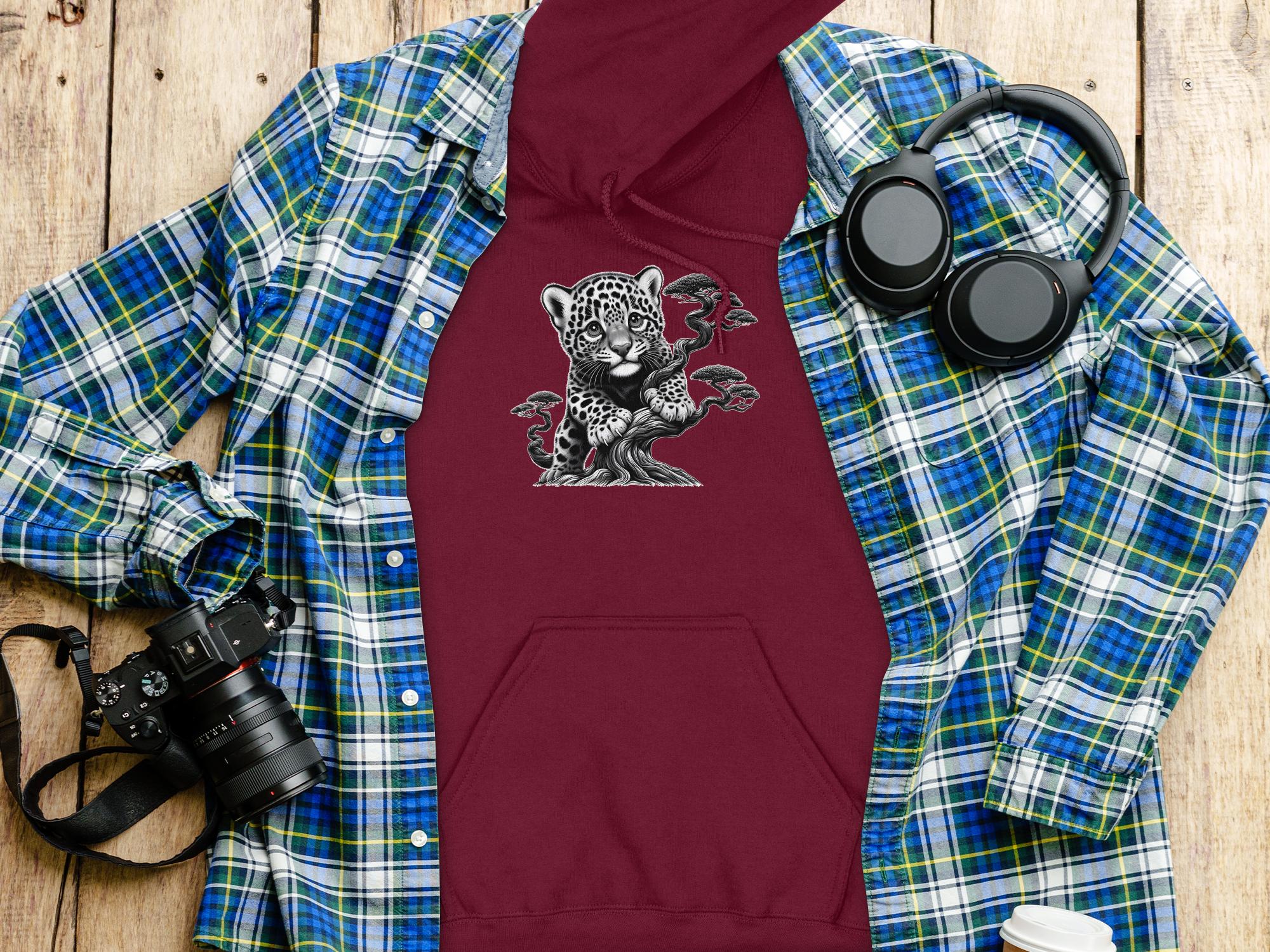 Leopard Bonsai - Coloured Gildan Hoodie Realistic Animal Talisman Unisex Cute Tee Graphic Design