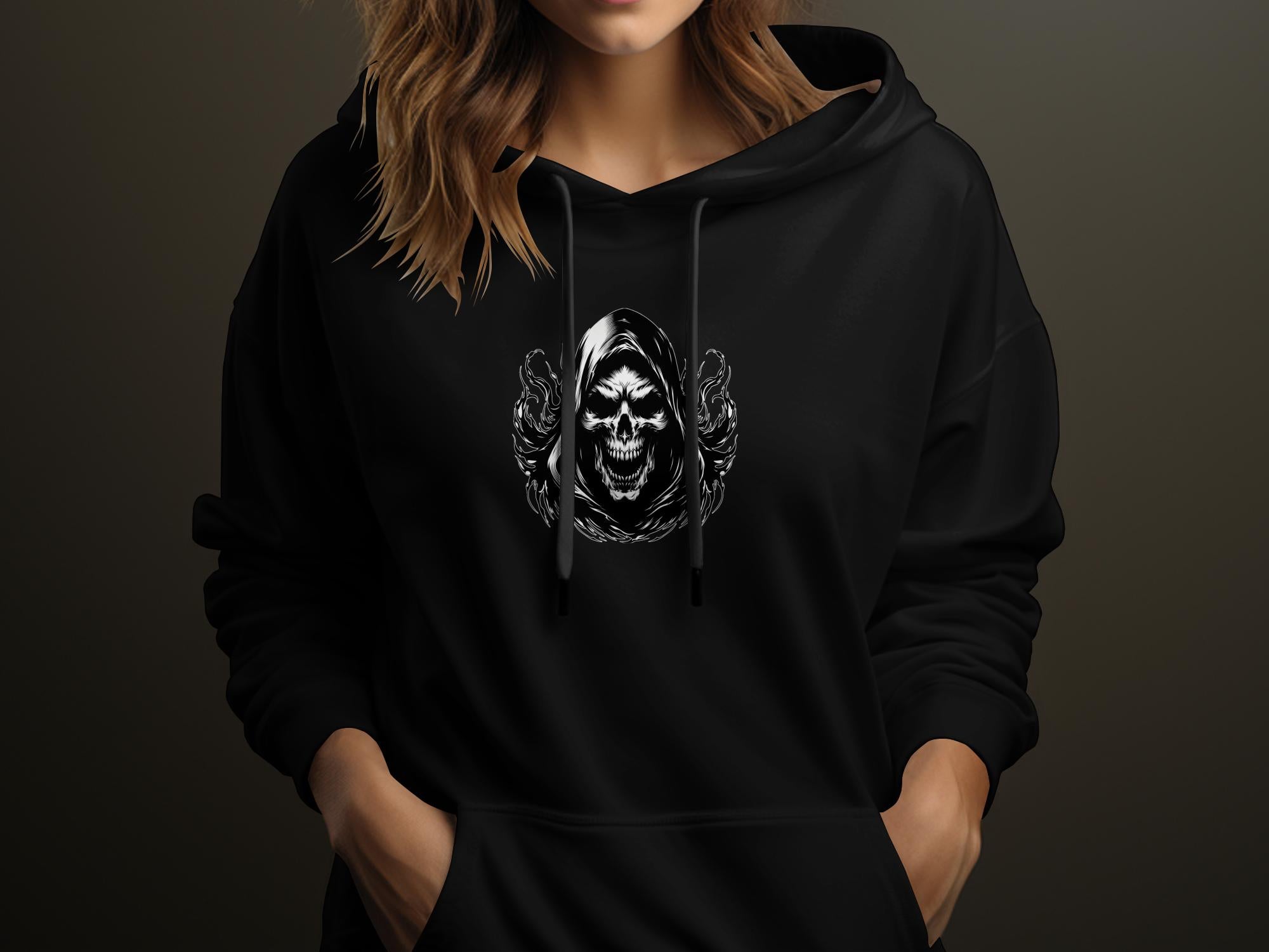 Grim Reaper - Black White Gildan Hoodie Commemorative Talisman Unisex Tee Graphic Design