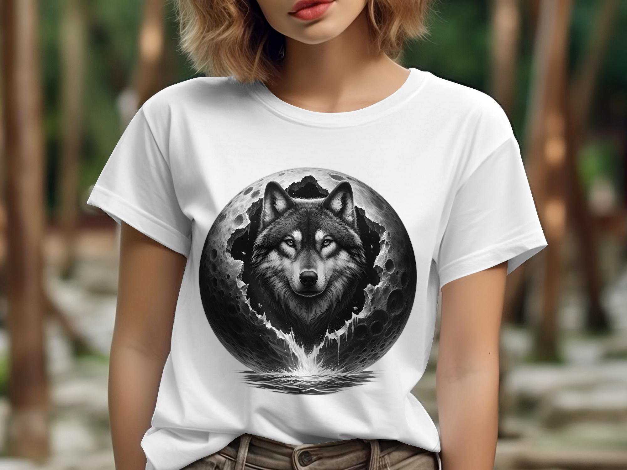 Moon Wolf - Coloured Gildan T-Shirt Realistic Animal Talisman Unisex Mythology Tee Graphic Design