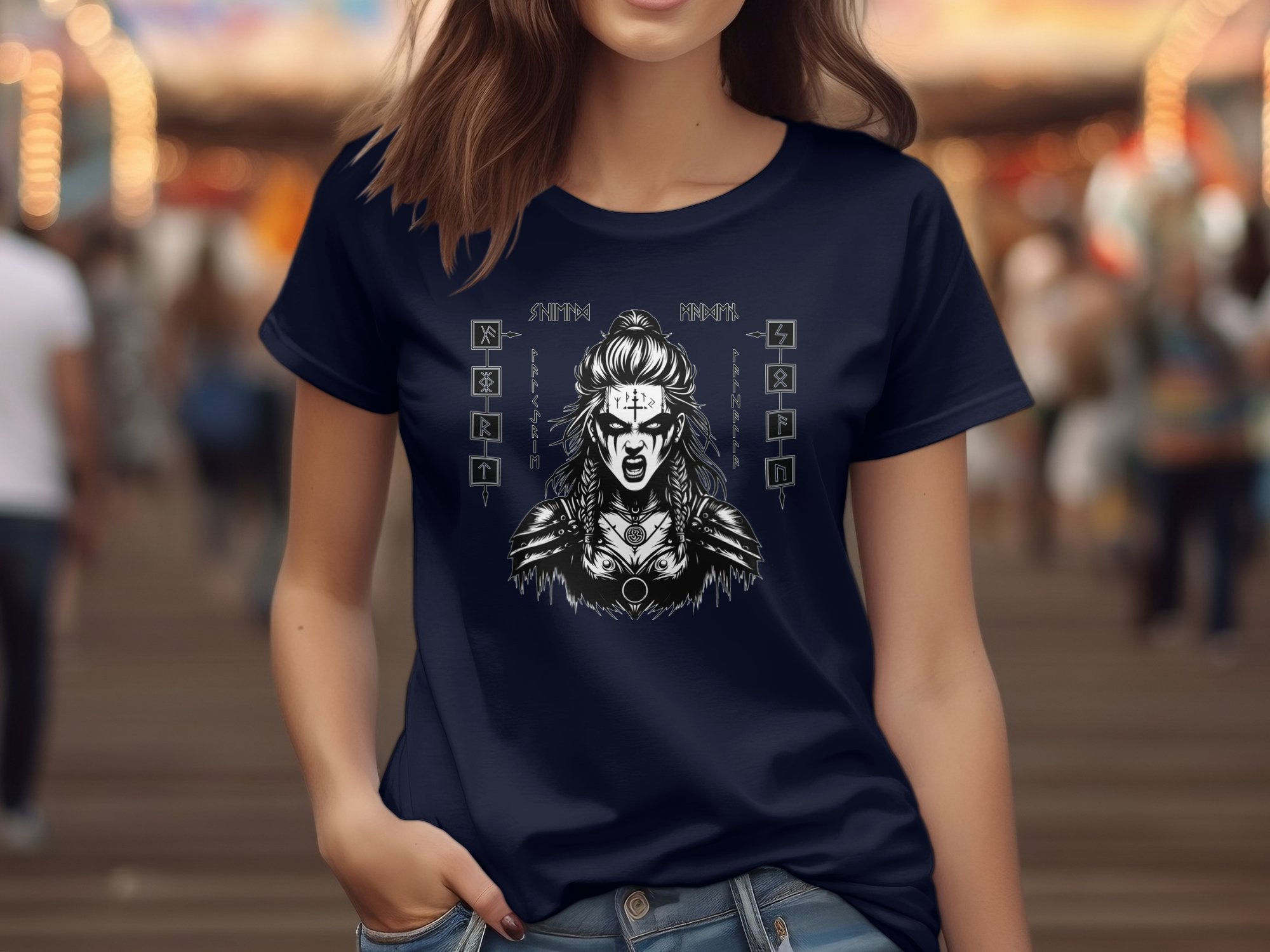 Viking Shield Maiden - Coloured Gildan T Shirt Realistic Norse Talisman Men Women Unisex Valhalla Tee Graphic Design