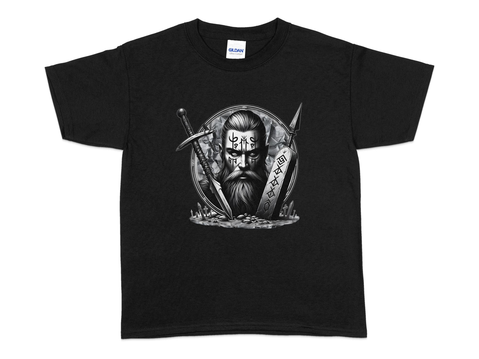 Viking Fortitude - Coloured Gildan Kids T-Shirt Realistic Norse Talisman Unisex Valhalla Tee Graphic Design