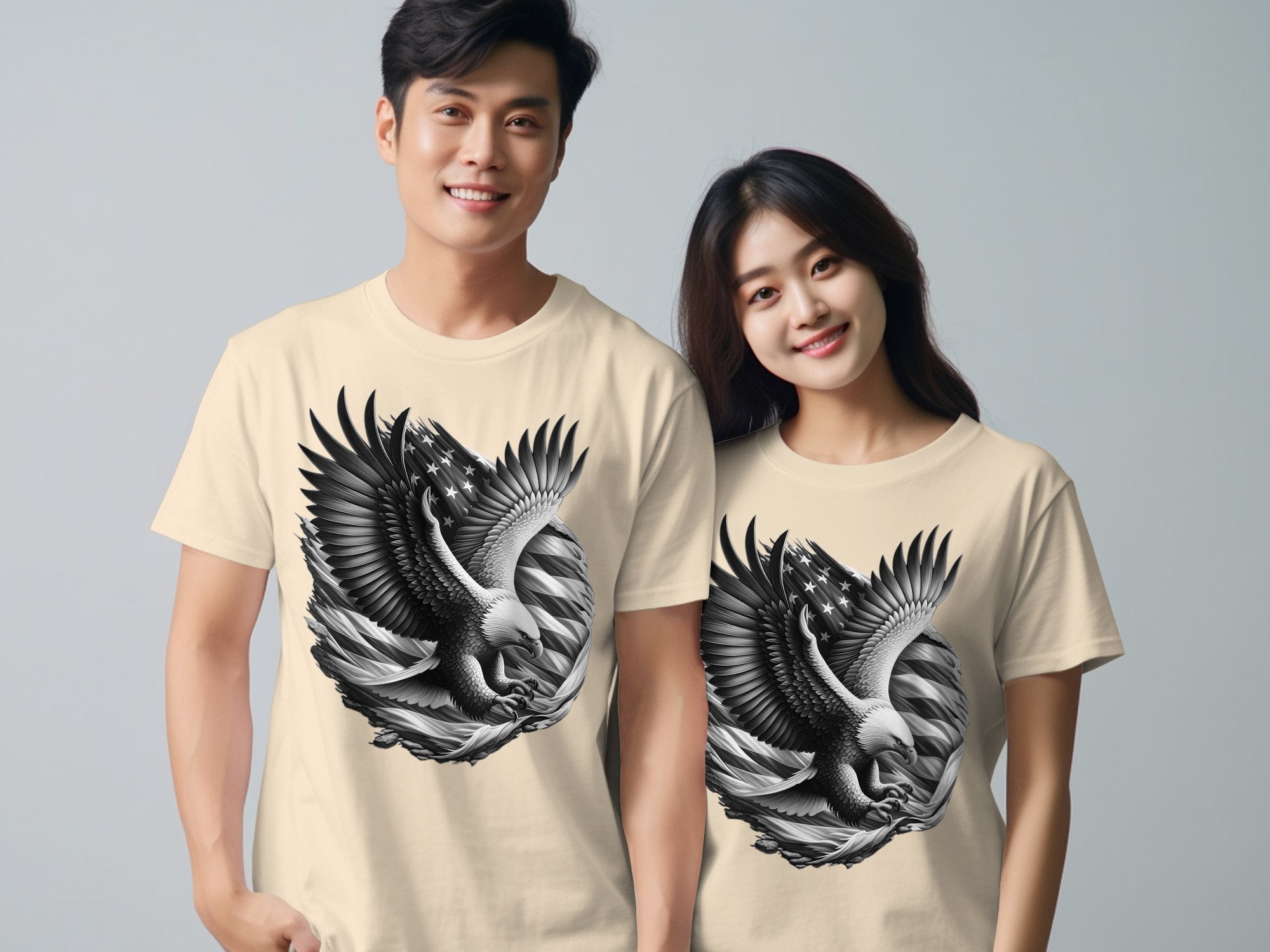 Eagle Patriot - Coloured Gildan T-Shirt Realistic Animal Talisman Unisex Tee Graphic Design